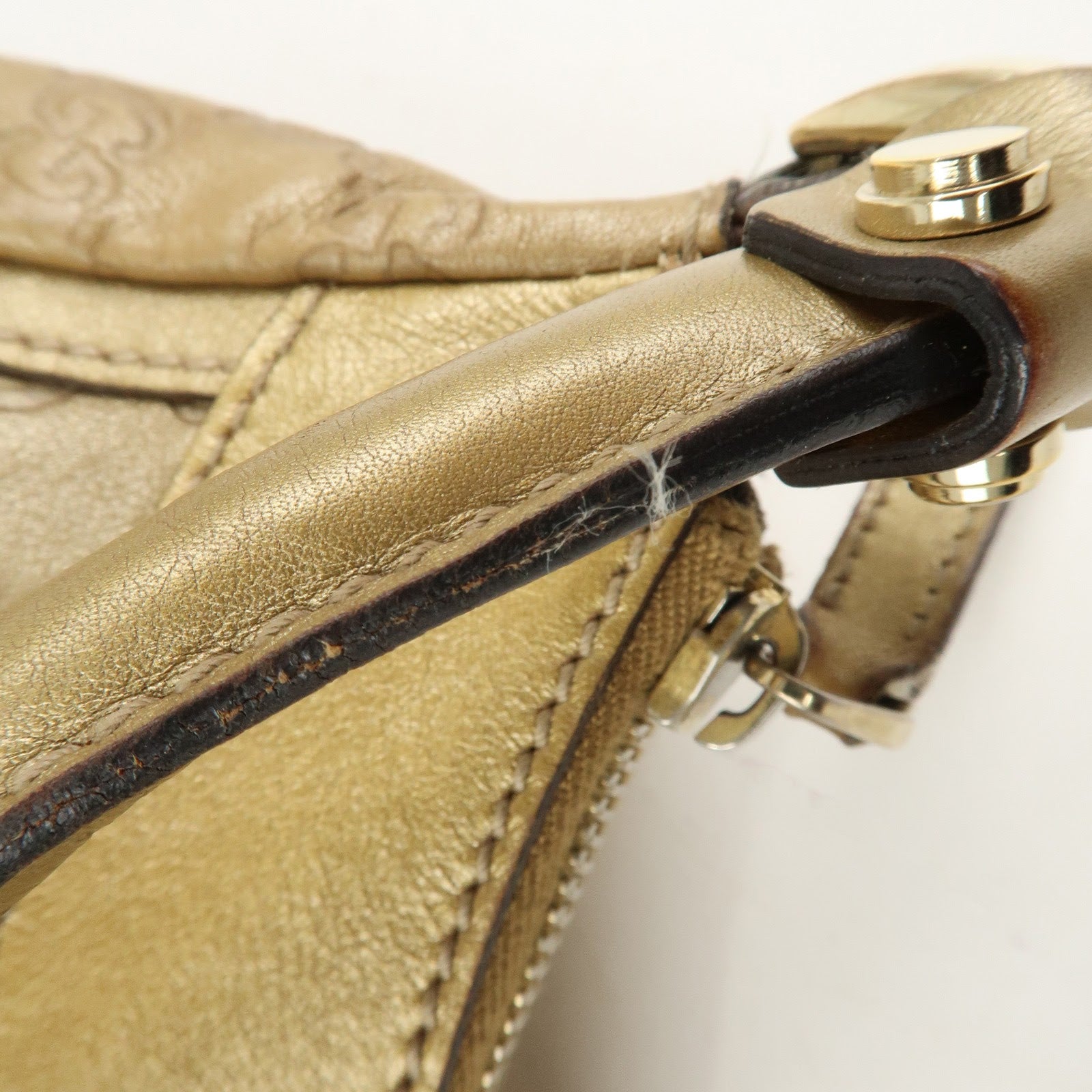 GUCCI Abbey Guccissima Leather Shoulder Bag Hand Bag Gold 190525 Used