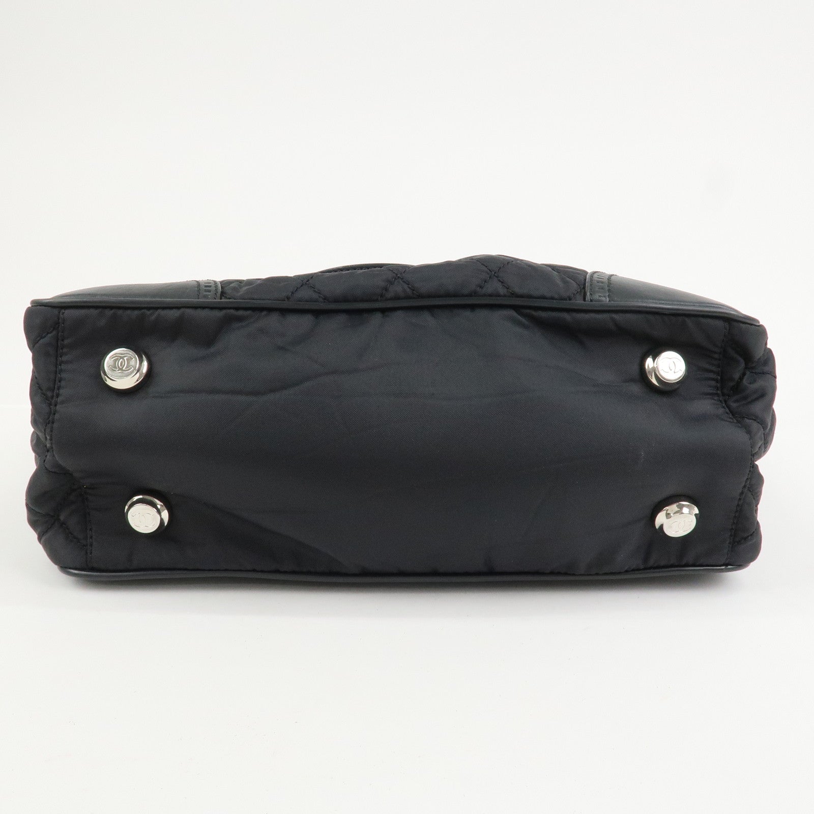 CHANEL Paris New York COCO Mark Nylon Leather Tote Bag Black A33100