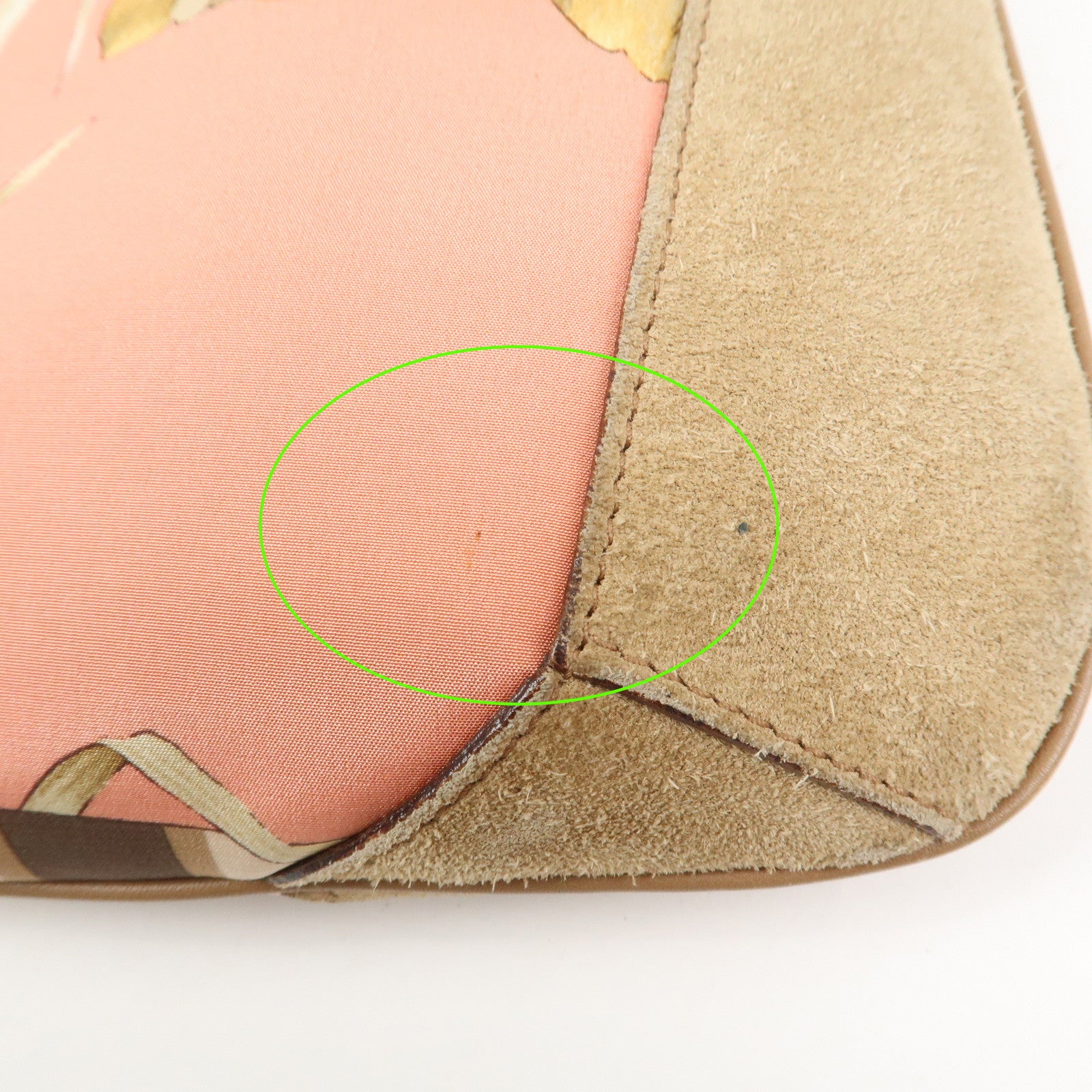 Ferragamo Nylon Leather Shoulder Bag Brown Pink Gold