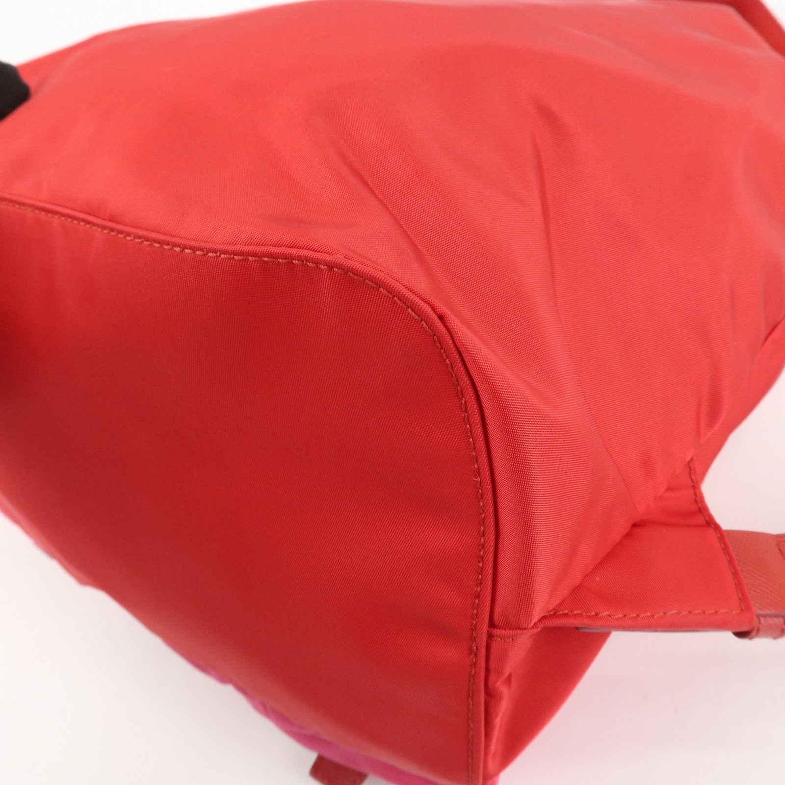 PRADA Triangle Logo Nylon Leather Backpack Ruck Sack Pink B6677 Used