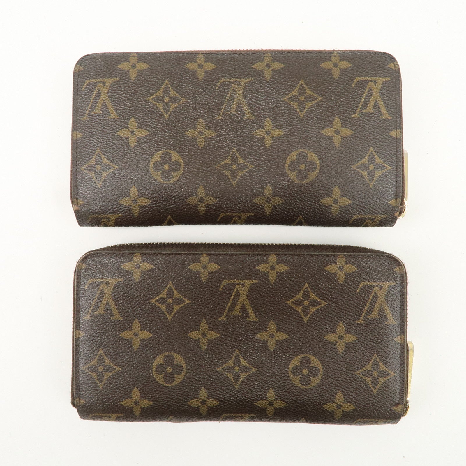Louis Vuitton Set of 2 Monogram Canvas Round Zippy Long Wallet M60017 Used