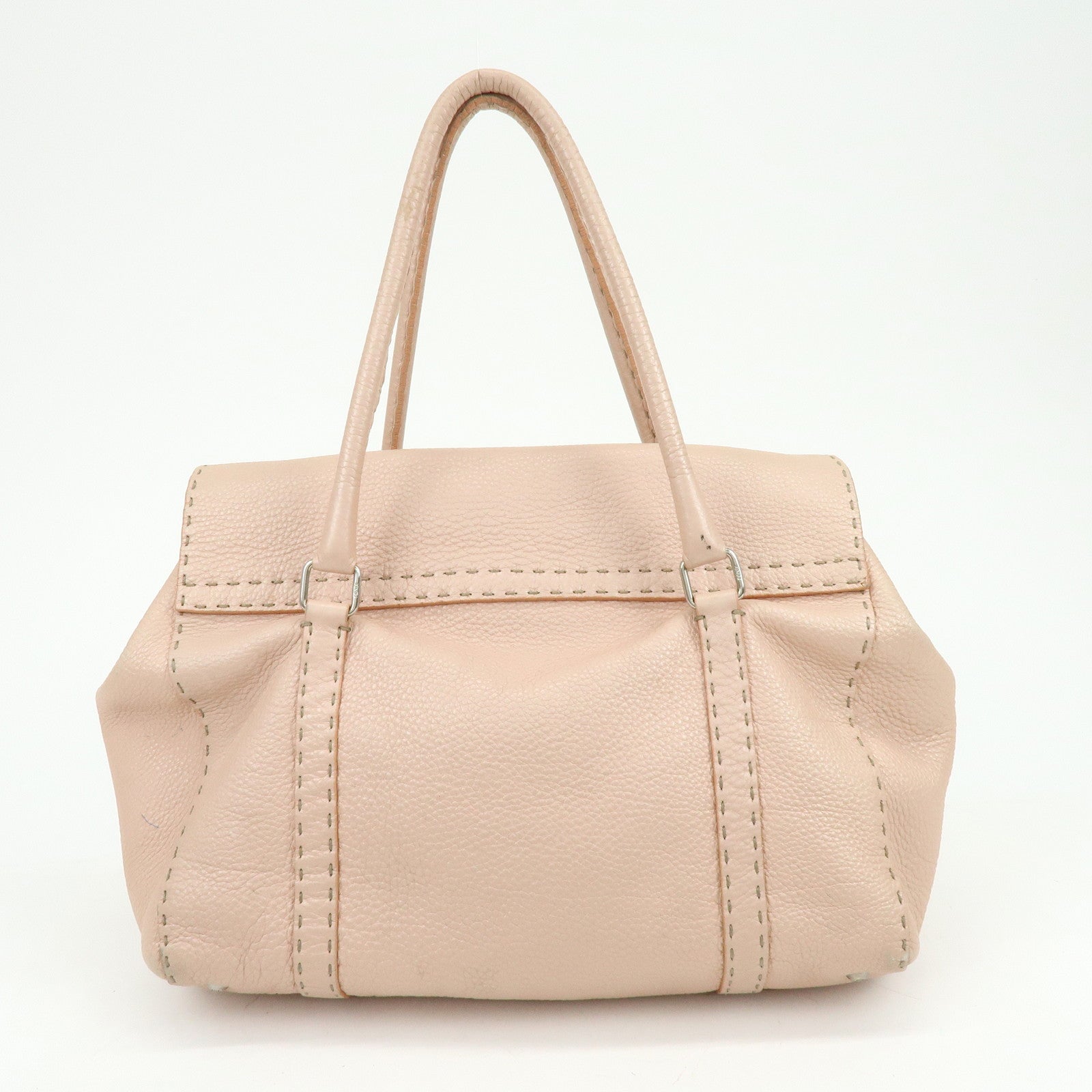 FENDI Selleria Leather Hand Bag Shoulder Bag Pink 8BR458