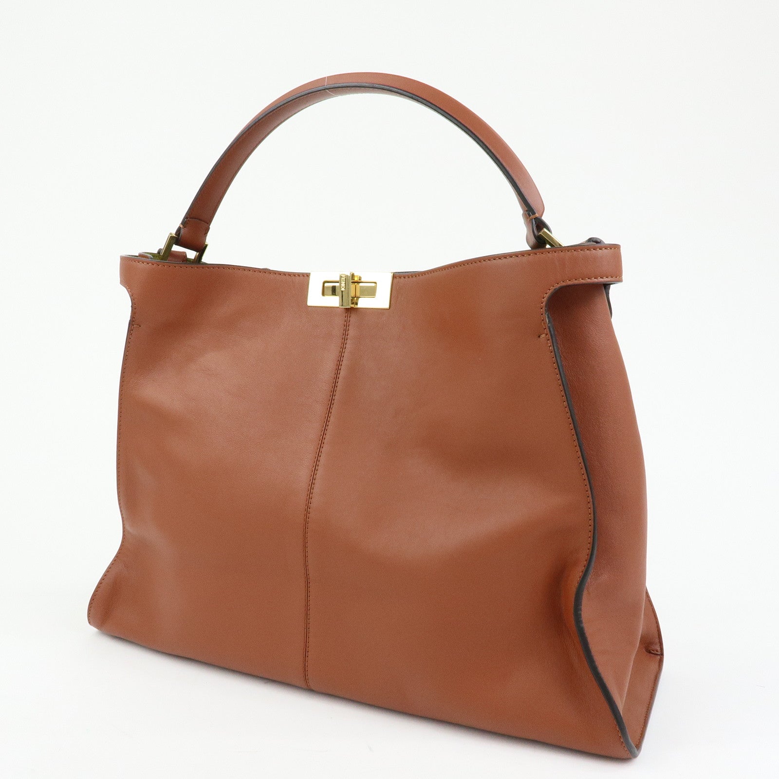FENDI Peekaboo X‑Lite Leather Shoulder Bag Hand Bag Brown 8BN304
