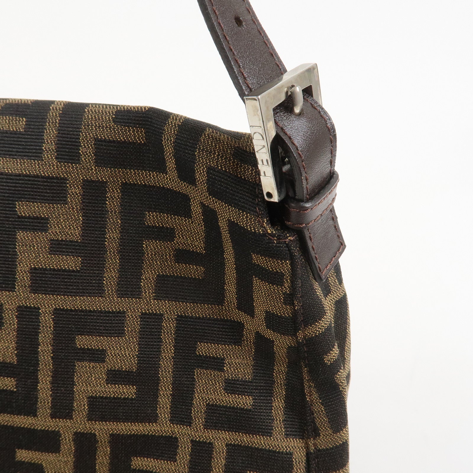 FENDI Zucca Mamma Baguette Canvas Shoulder Bag Brown Black 26325