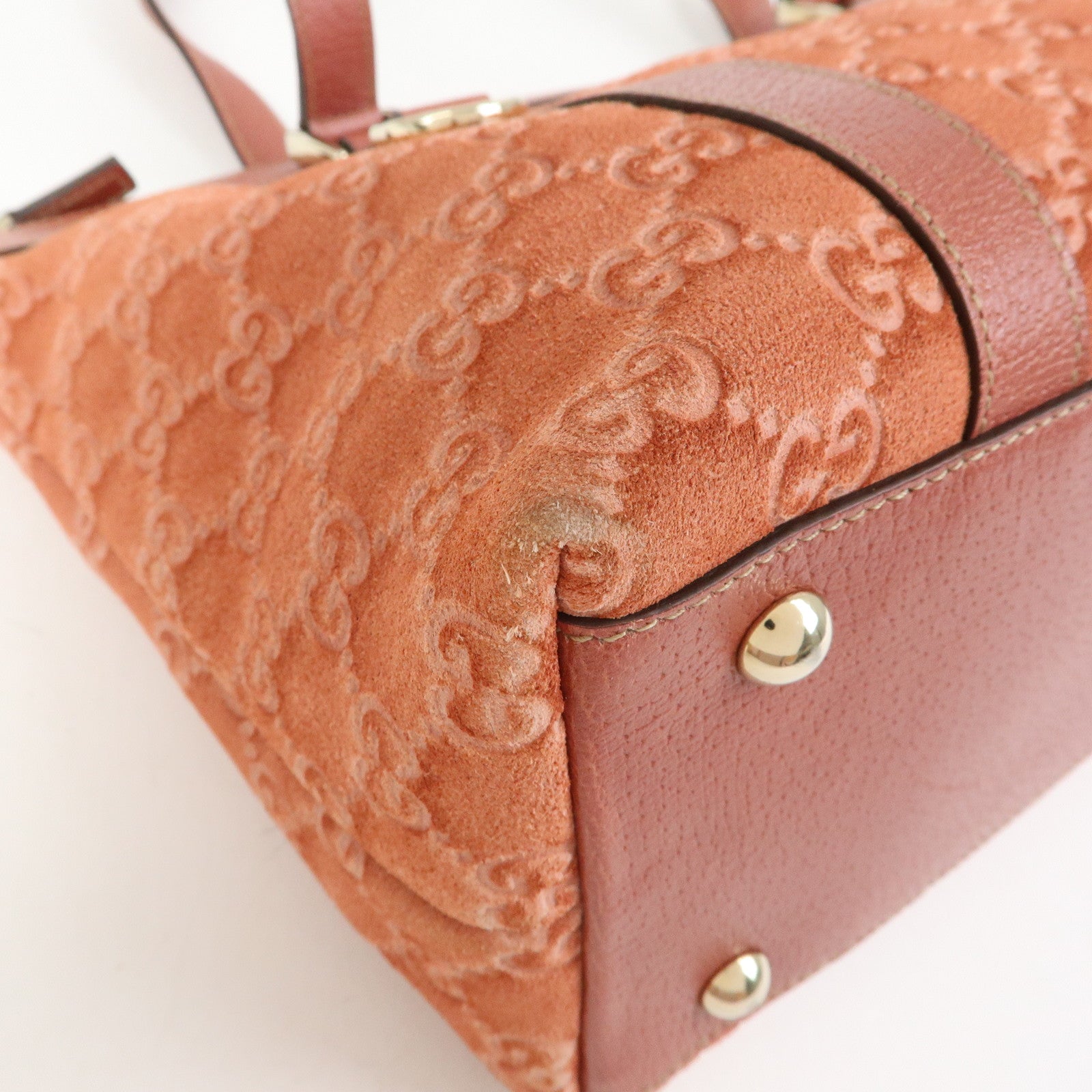 GUCCI Abbey Suede Leather Tote Bag Hand Bag Pink 141470