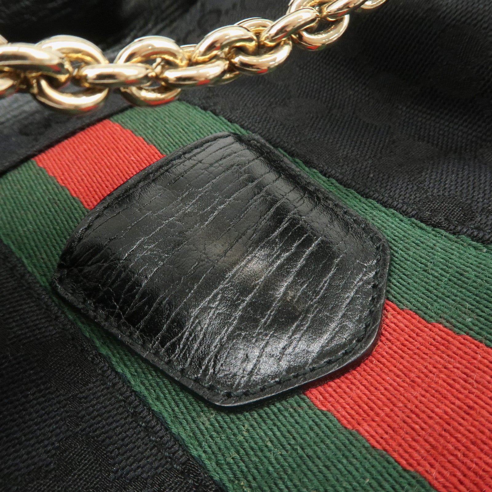 GUCCI Horsebit Sherry GG Canvas Leather Shoulder Bag 131094