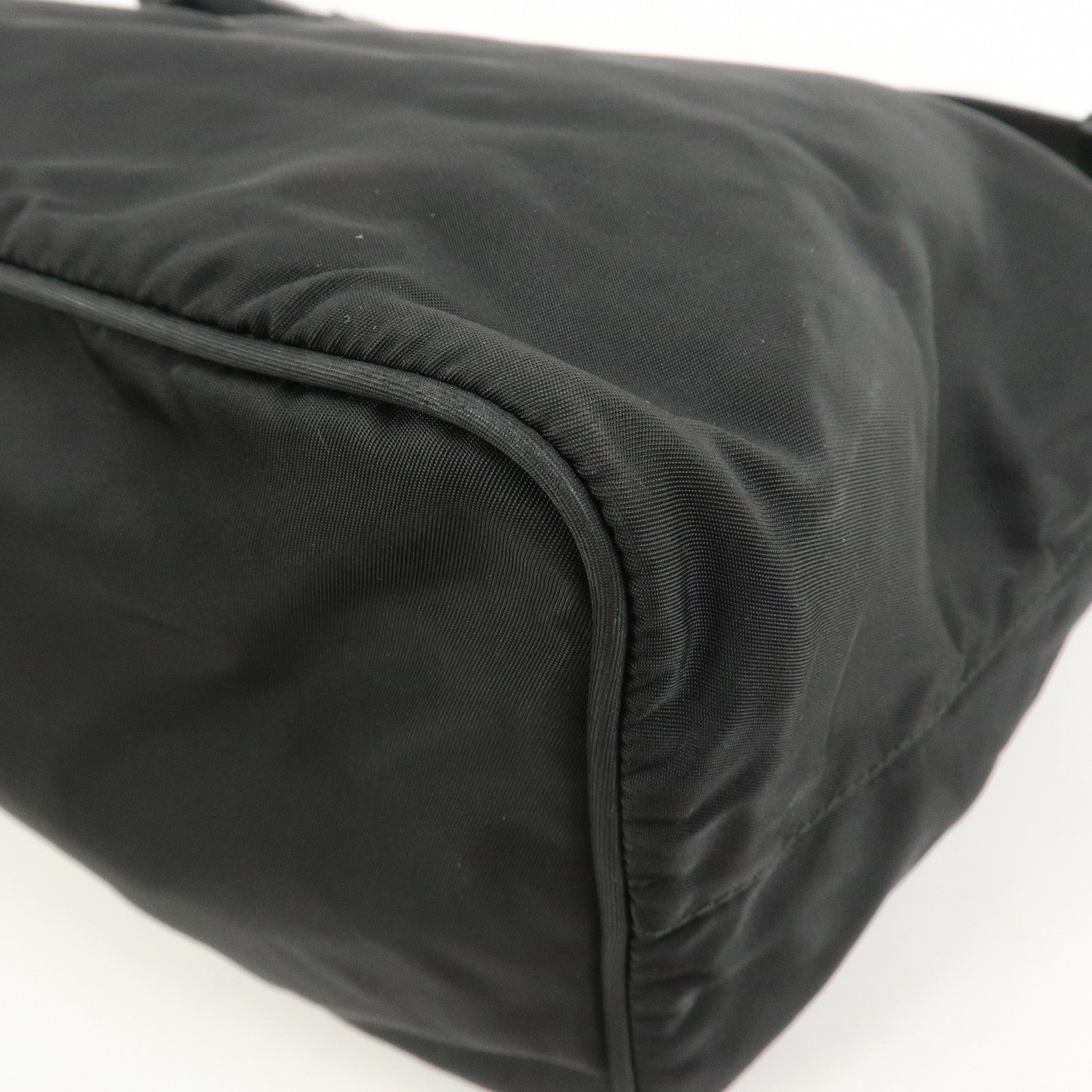 PRADA Triangle Logo Nylon Leather Shoulder Bag Hand Bag Black