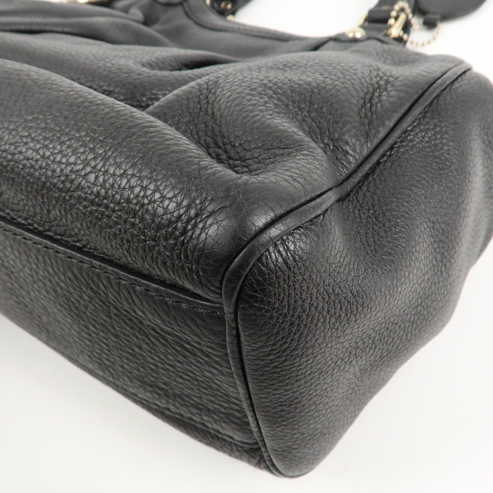 GUCCI Sukey Leather Hand Bag Tote Bag Black 211944 Used