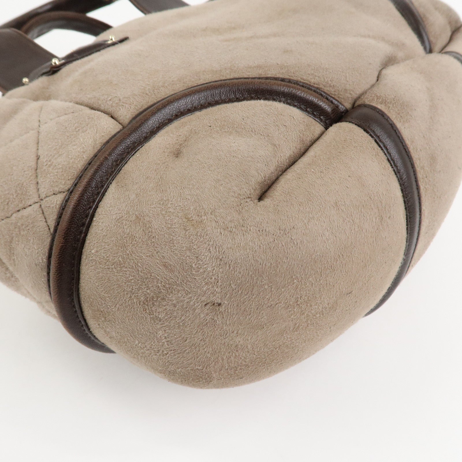 CHANEL COCO Mark Mouton Leather Hand Bag Tote Bag Brown