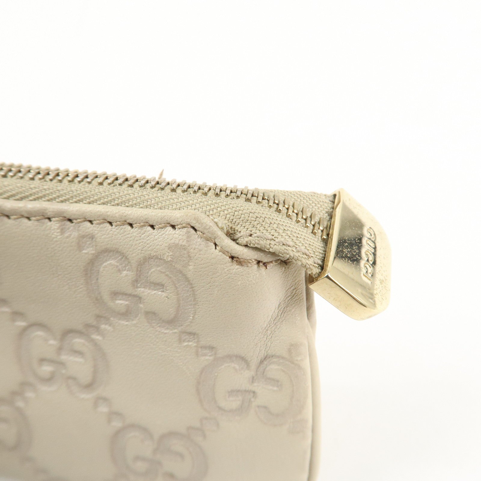 GUCCI Guccissima Leather Coin Case Key Case Ivory 233183 Used
