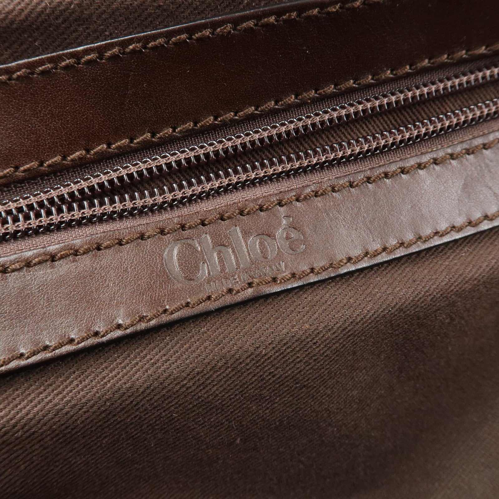 Chloe Kerala Canvas Leather Boston Bag Hand Bag Brown