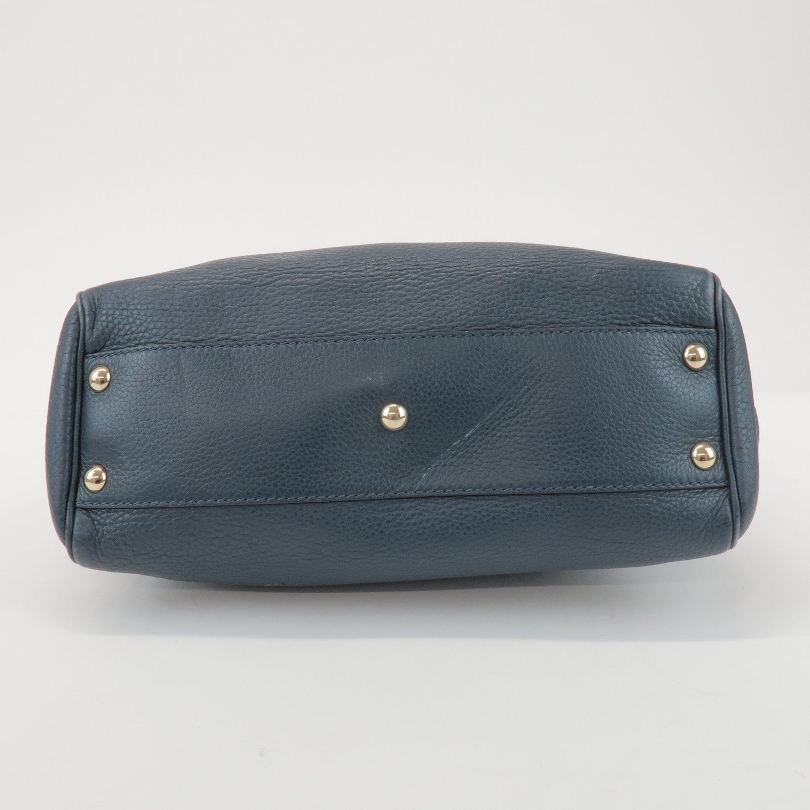 GUCCI Bamboo Calf Leather 2 Way Bag Tote Bag Navy 336032