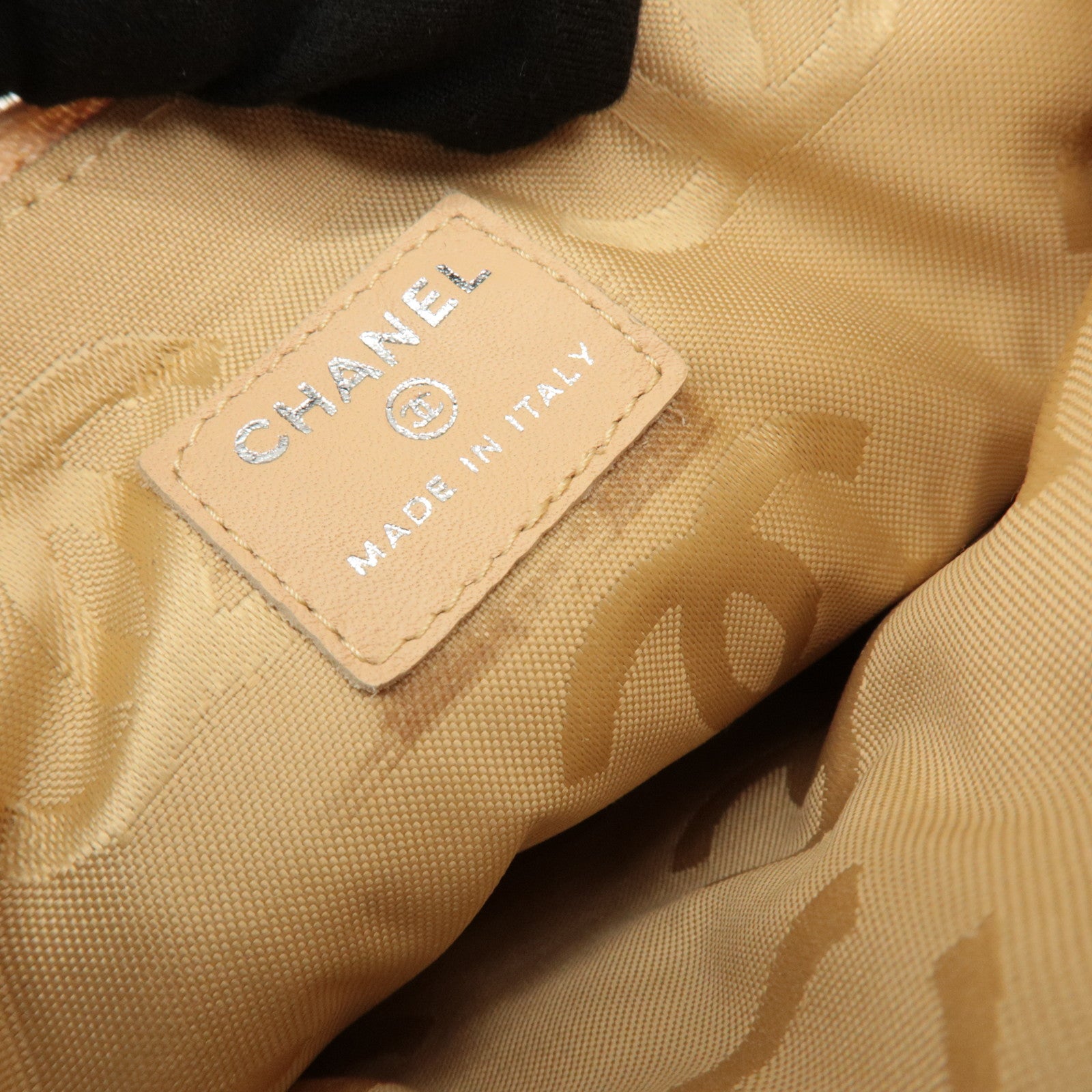 CHANEL COCO Mark Cambon Line Leather Pouch Beige Used