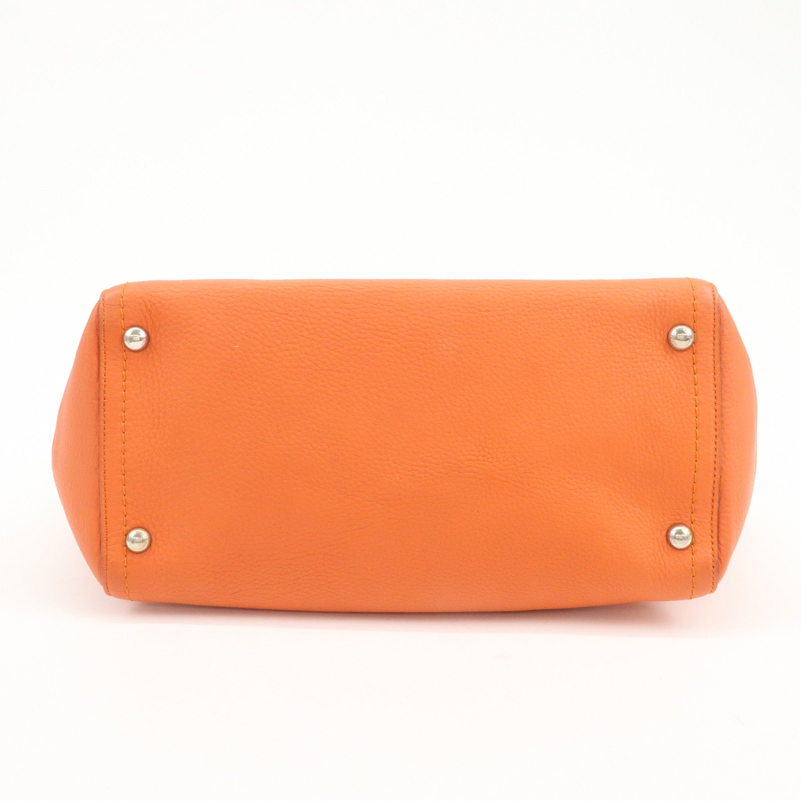 Ferragamo Gancini Leather Tote Bag Hand Bag SHouder Bag Orange