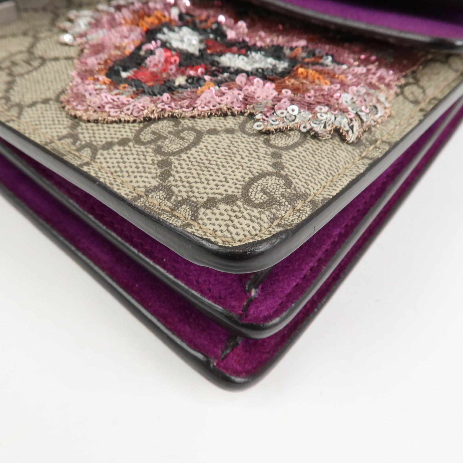 GUCCI Dionysus GG Supreme Suede Medium Chain Shoulder Bag 400249