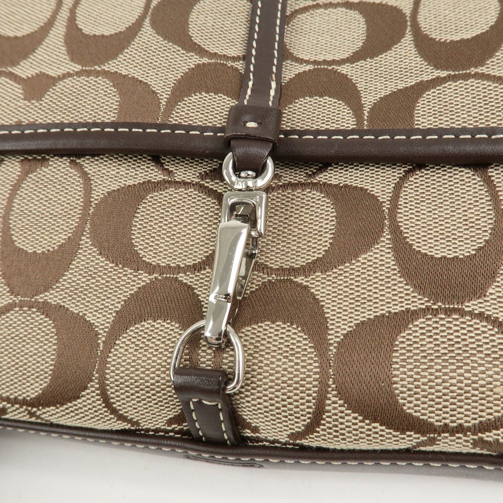 COACH Signature Canvas Leather Shoulder Bag Hand Bag Brown