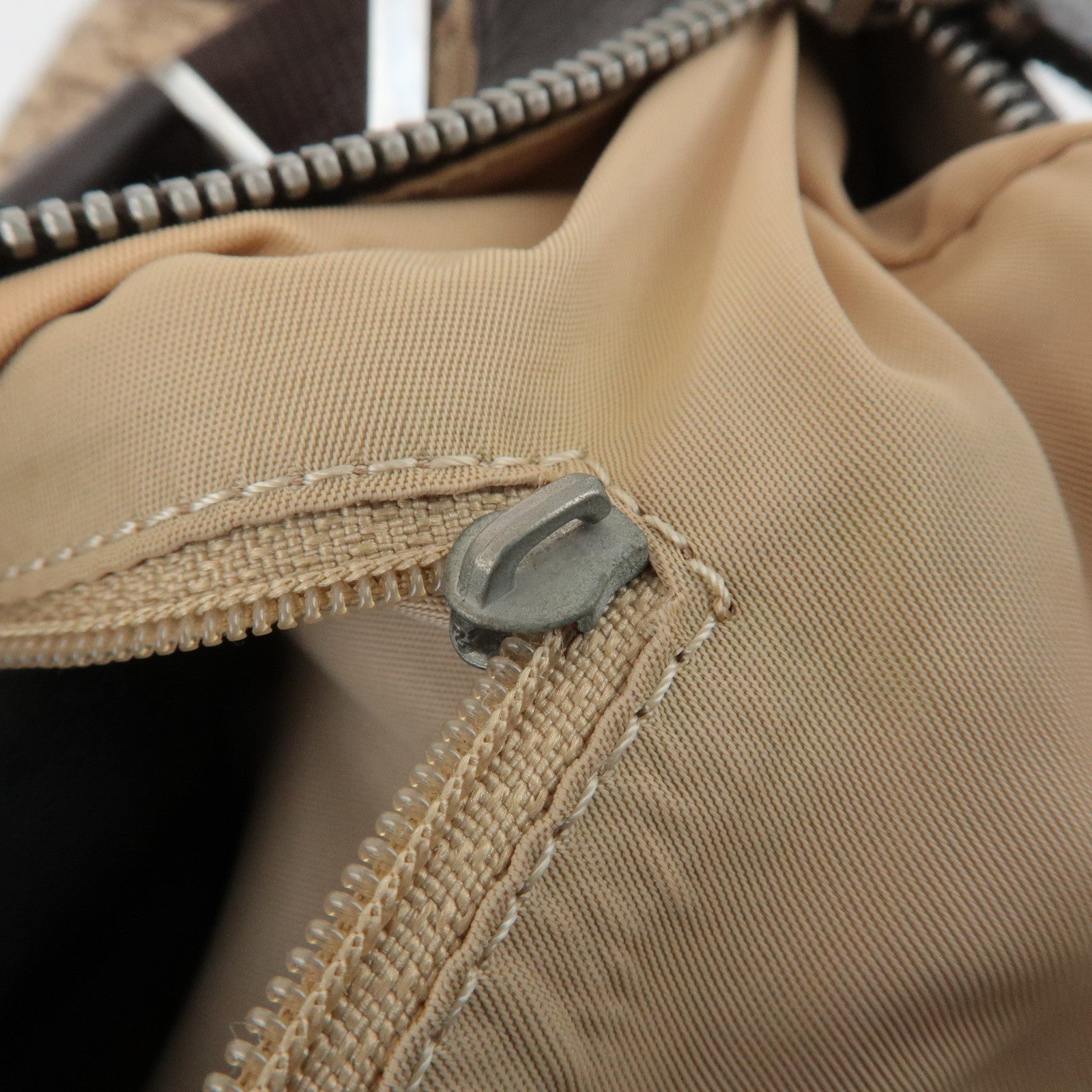 Christian Dior Trotter Street Chic Leather Canvas Boston Bag Beige Used