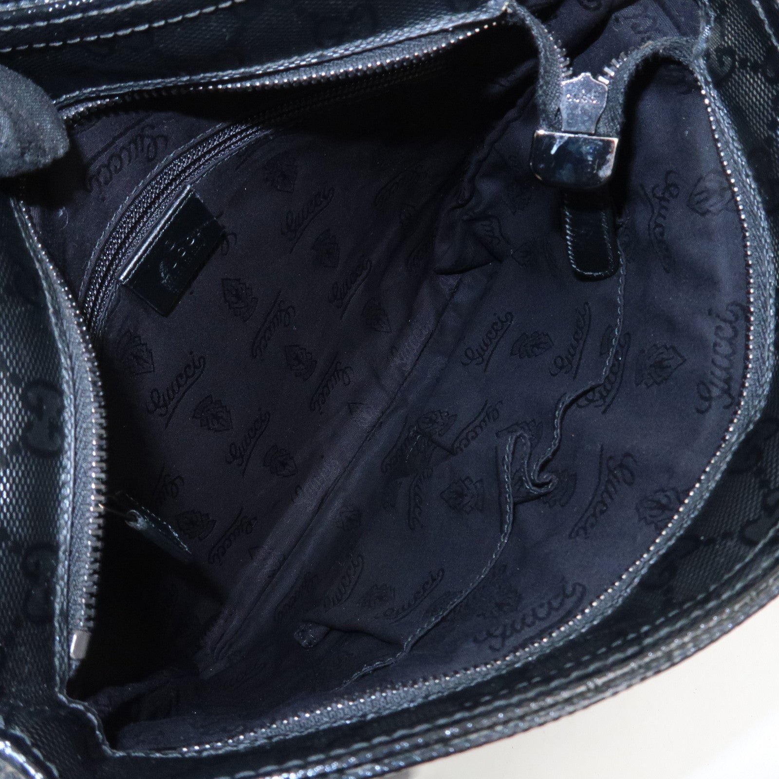 GUCCI GG Imprime Monogram PVC Shoulder Bag Cross Body Bag Black 295257