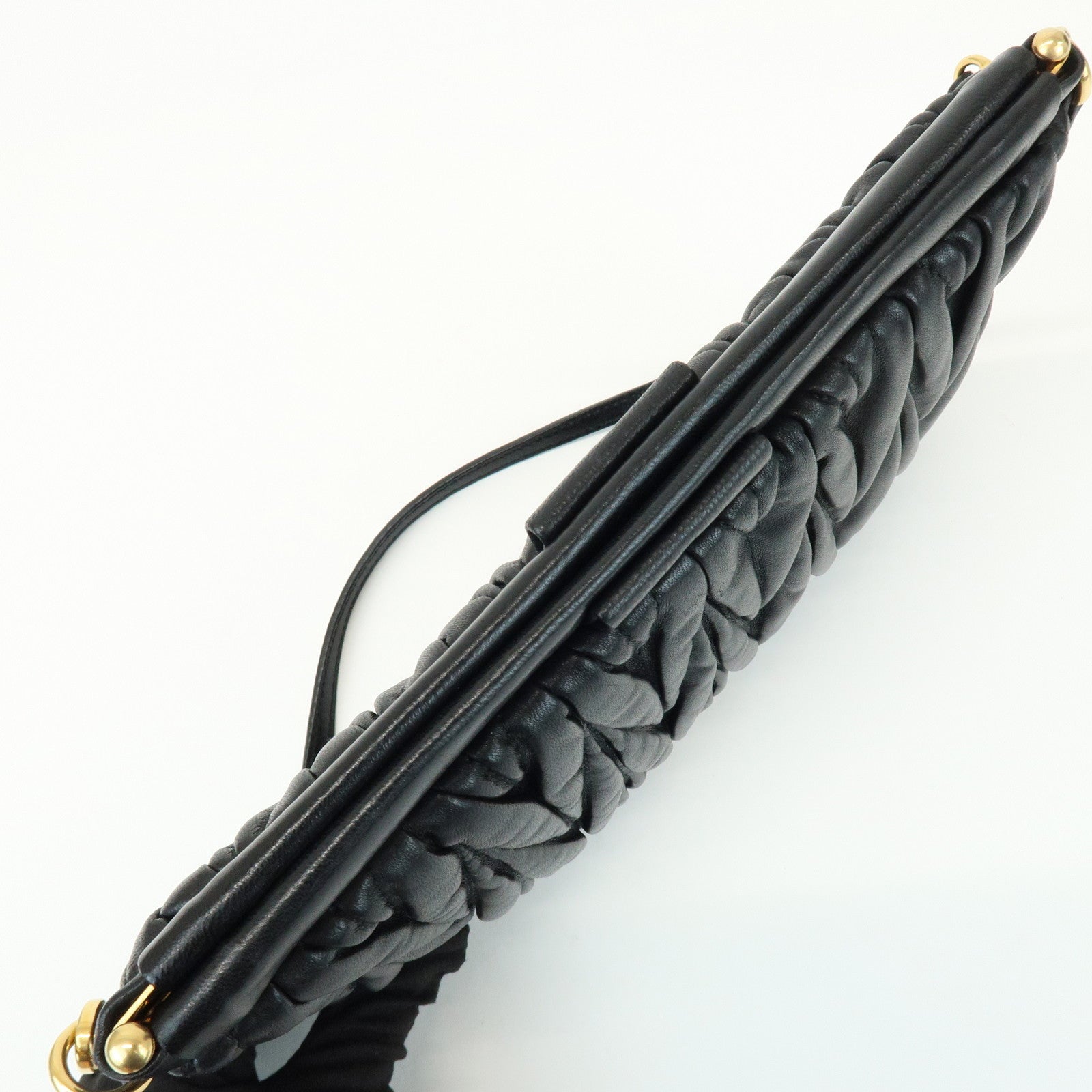 MIU MIU Matelasse Nappa Leather Shoulder Bag Black RM1892