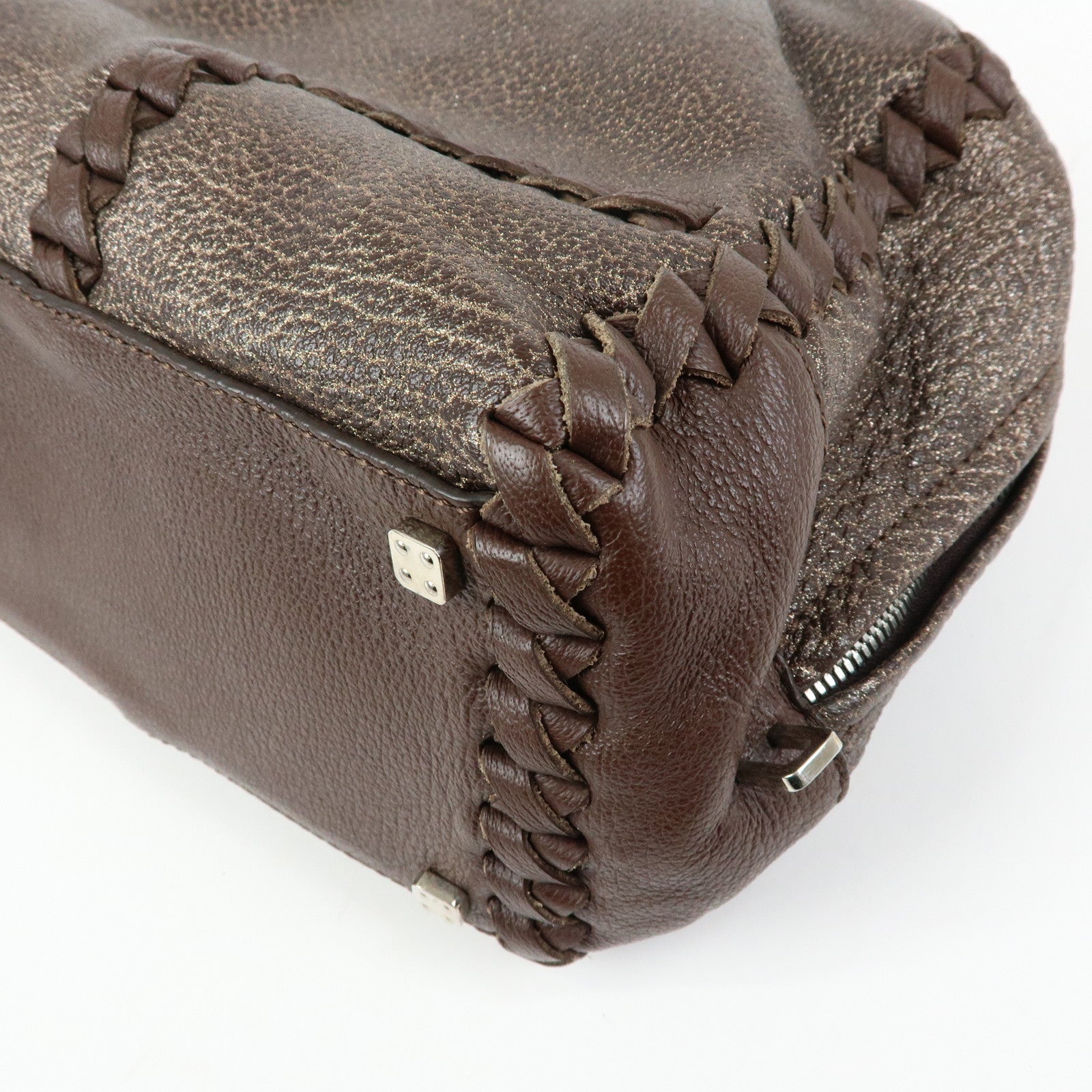 LOEWE Anagram Amazona 36 Leather Hand Bag Boston Bag Brown