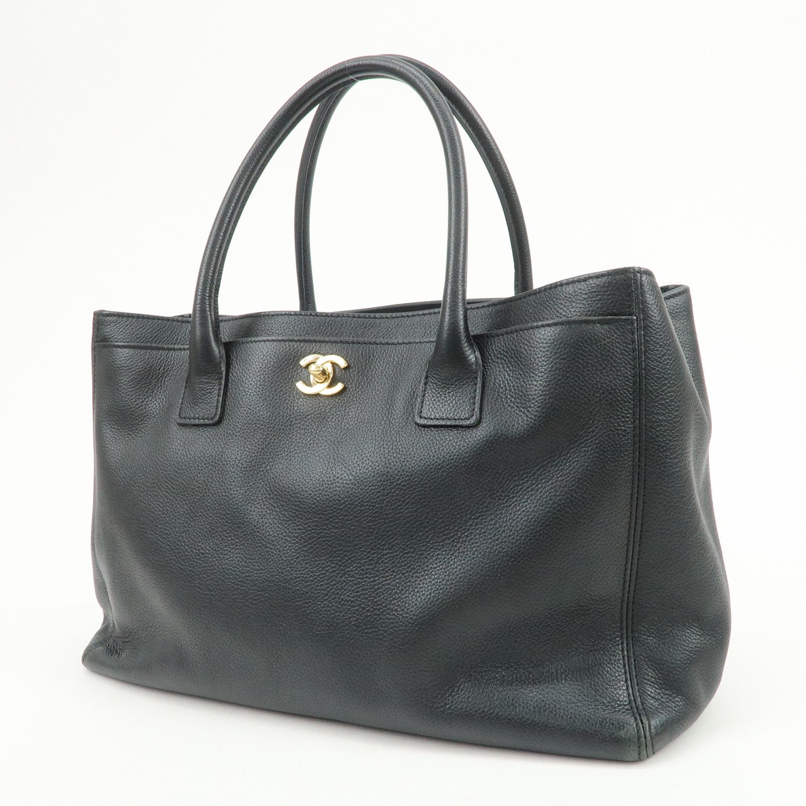 CHANEL Executive Leather Tote Bag Hand Bag Black A15206