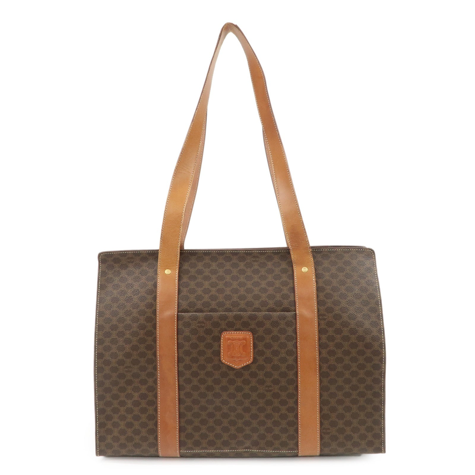 CELINE Macadam PVC Leather Tote Bag Shoulder Bag Brown