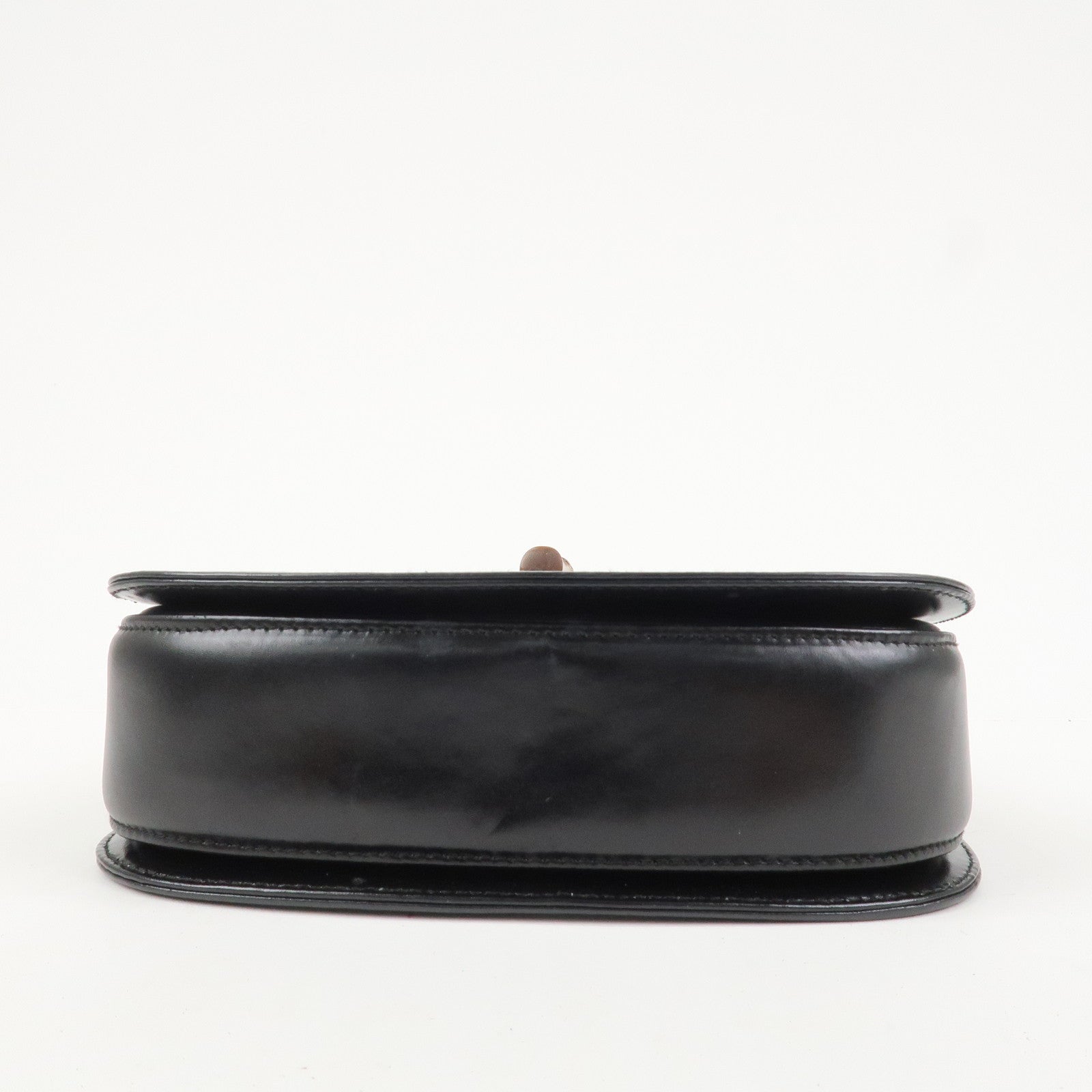 GUCCI Bamboo Logo Leather 2WAY Bag Hand Bag Black 000 2046