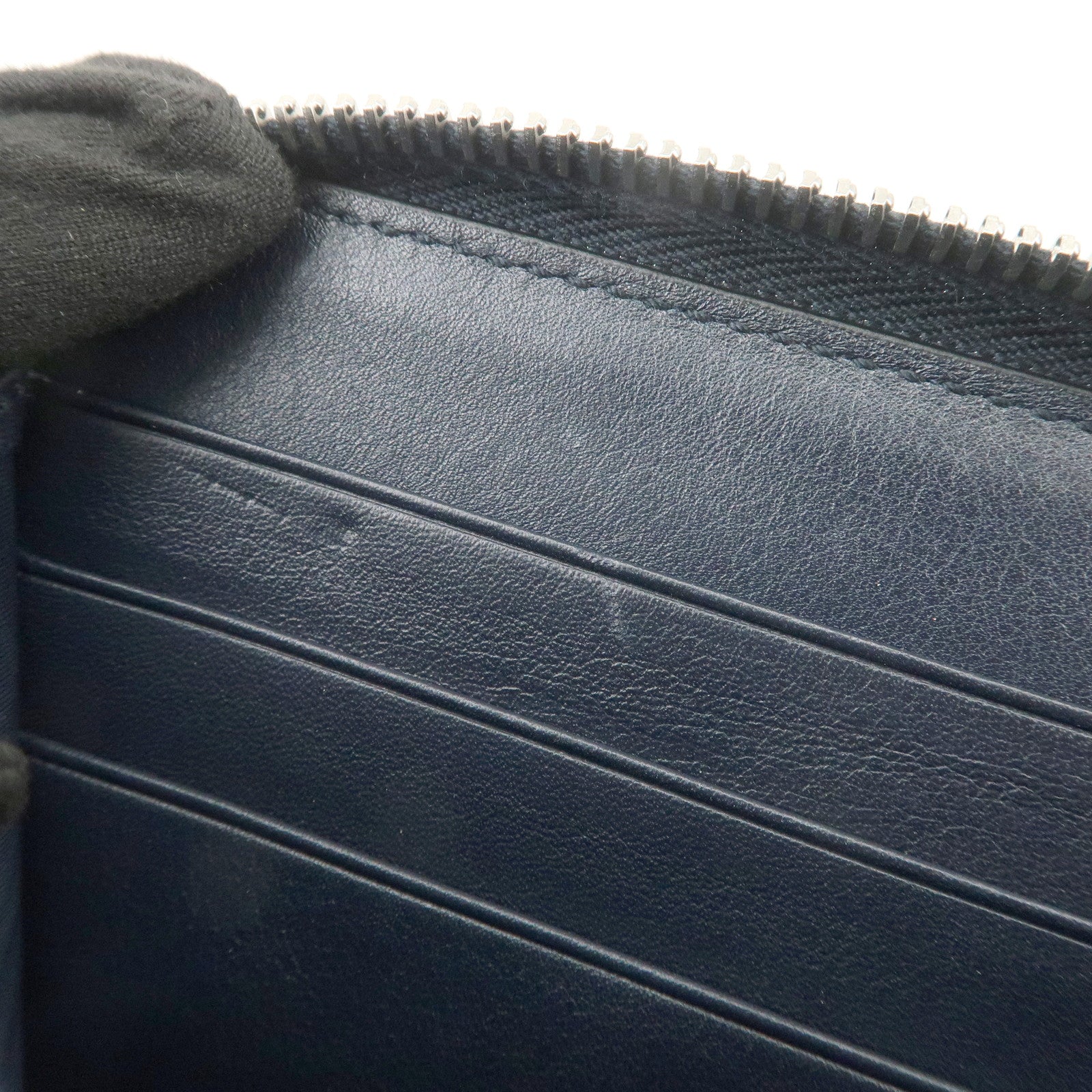 GUCCI Micro Guccissima Leather Zippy Long Wallet Navy 544473