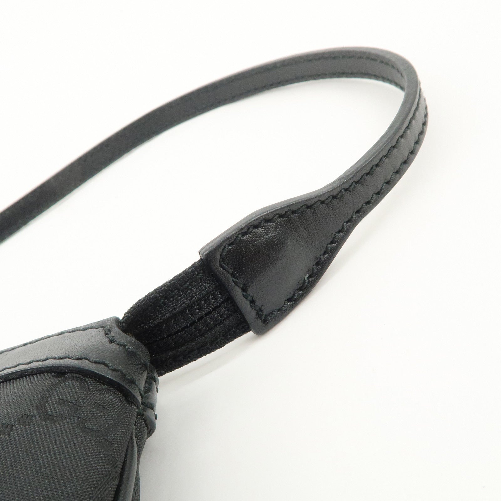 GUCCI GG Monogram Nylon Leather Shoulder Bag Pouch Black 272381