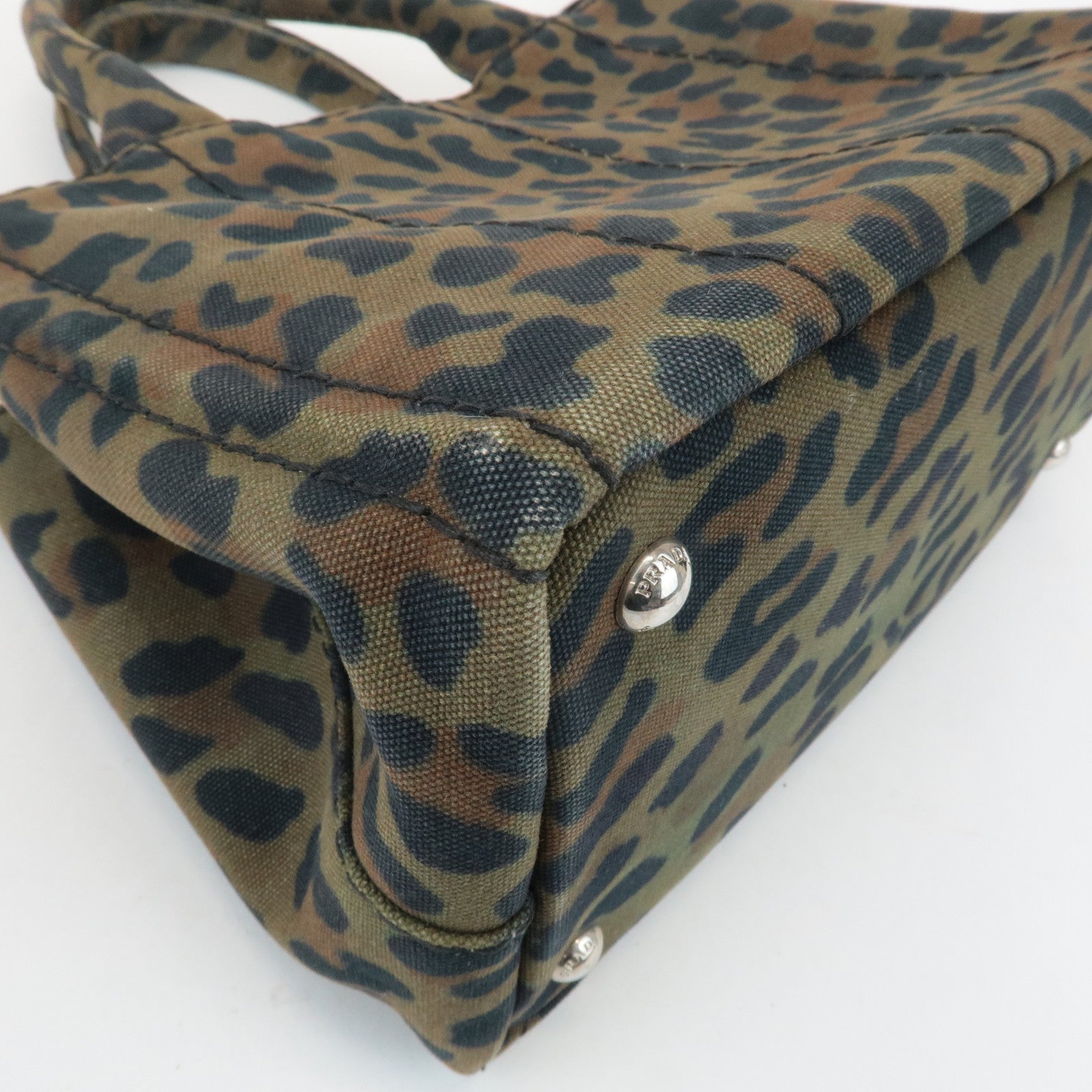 PRADA Canapa Canvas 2Way Bag Hand Bag Shoulder Bag Camouflage B2642B Used