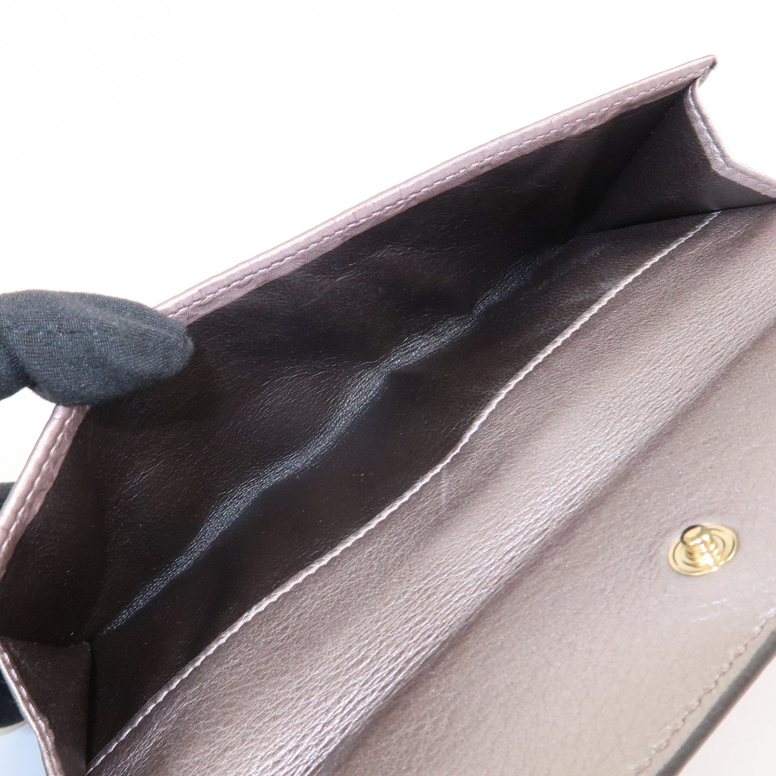 GUCCI Guccissima Leather Heart W Hook Bi-fold Wallet Pink 203550 Used