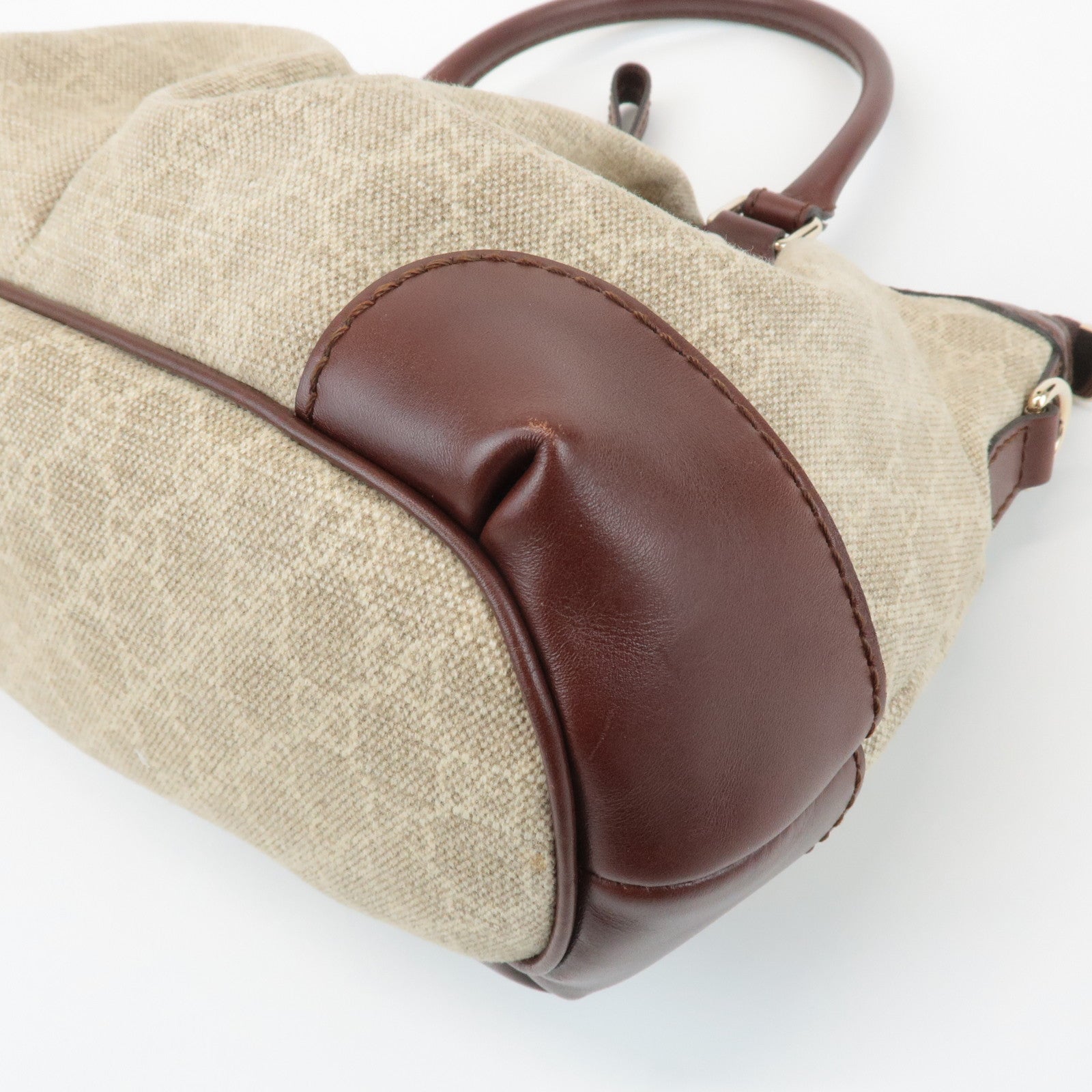GUCCI Sukey GG Canvas Leather 2Way Bag Hand Bag Beige Brown 247902 Used