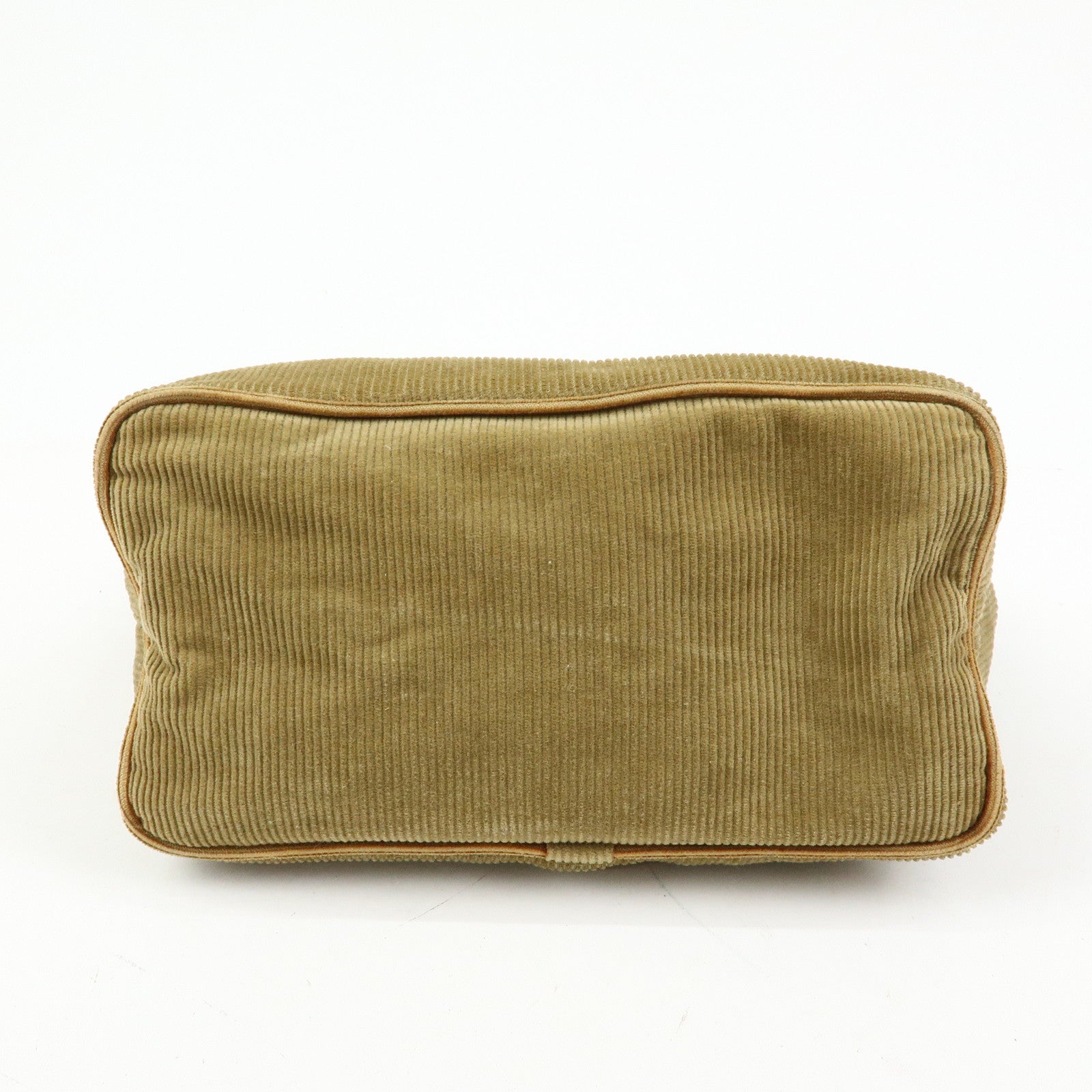 FENDI Corduroy Leather Mini Hand Bag Light Brown 26637