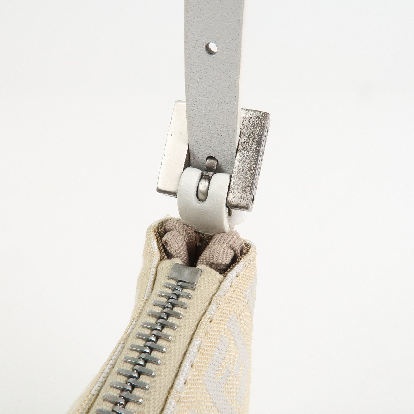 FENDI Zucchino Canvas Leather Accessory Pouch Shoulder Bag 8BR133