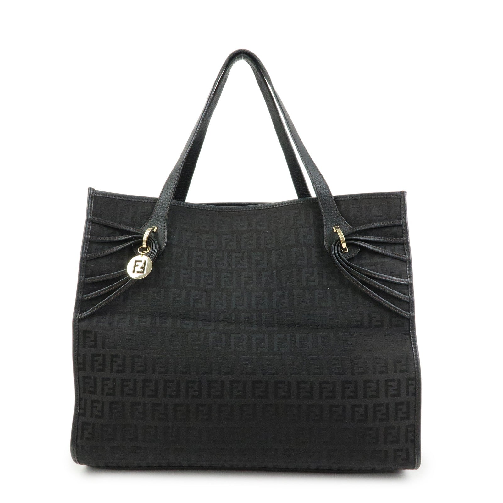 FENDI Zucchino Canvas Leather Shoulder Bag Tote Bag Brown 8BH153