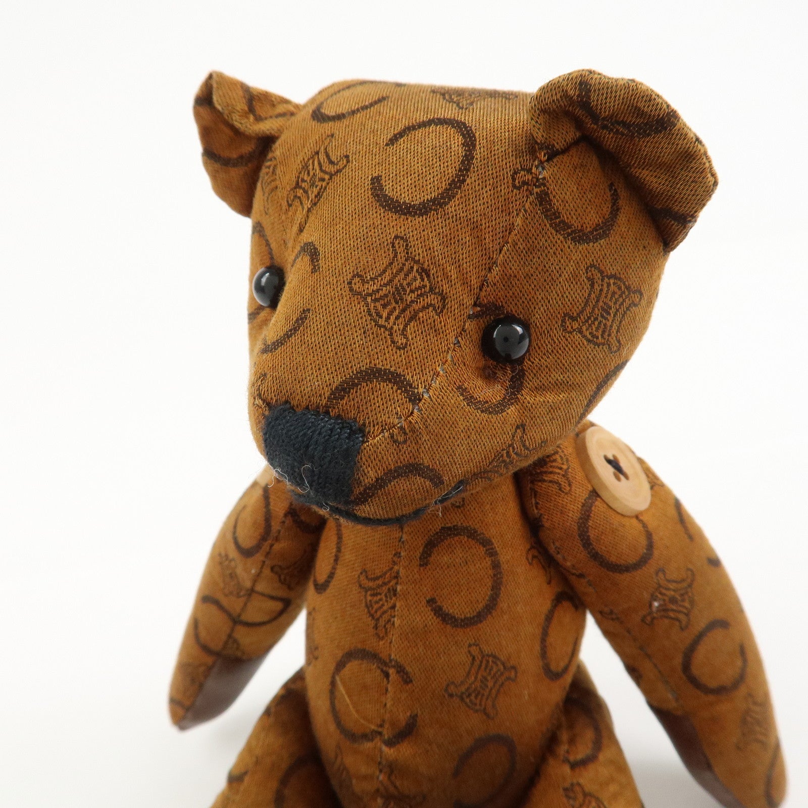 CELINE C Macadam Canvas Leather Teddy Bear Stuffed Animal Brown