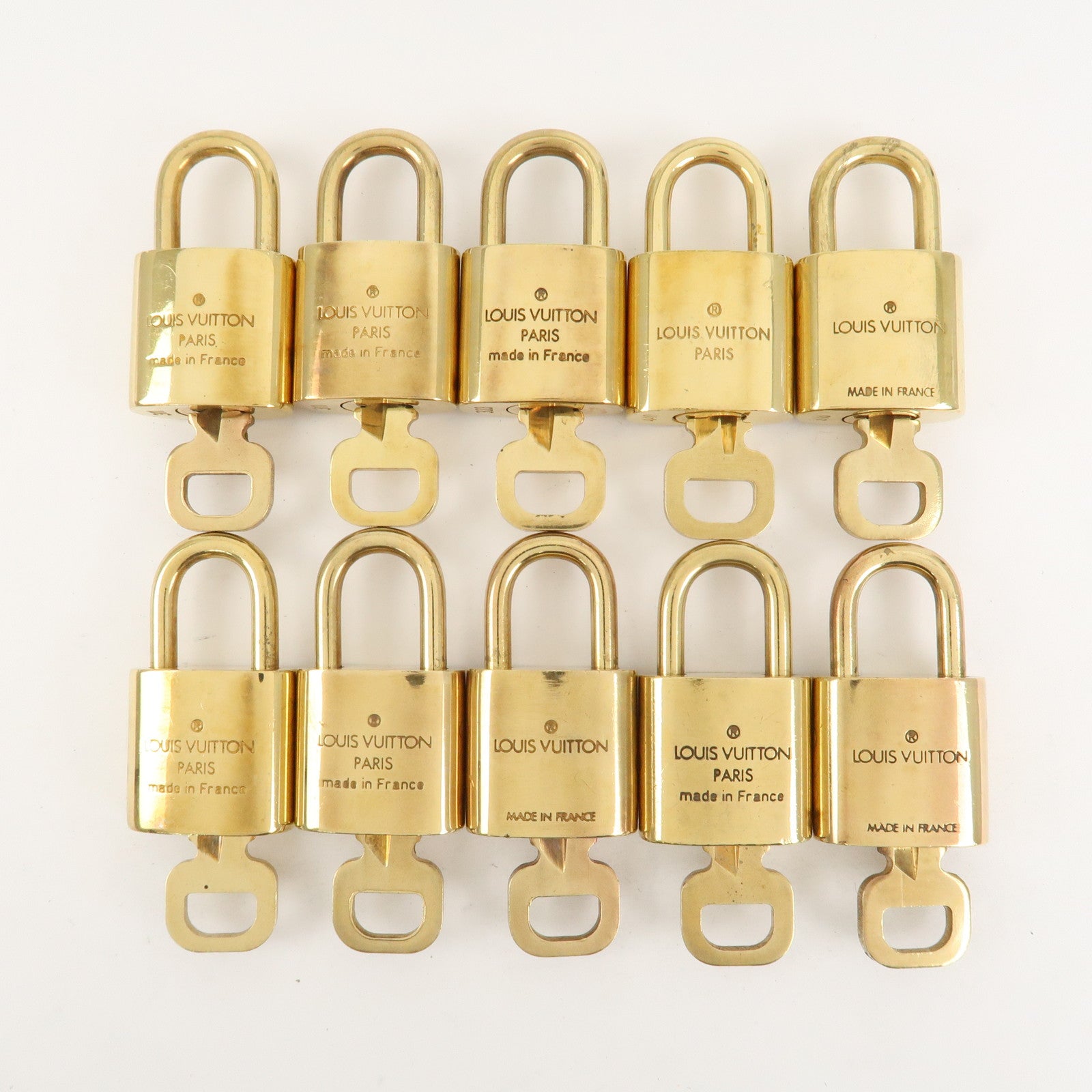 Louis Vuitton Set of 10 Lock & Key Cadena Key Lock Metal Gold Used