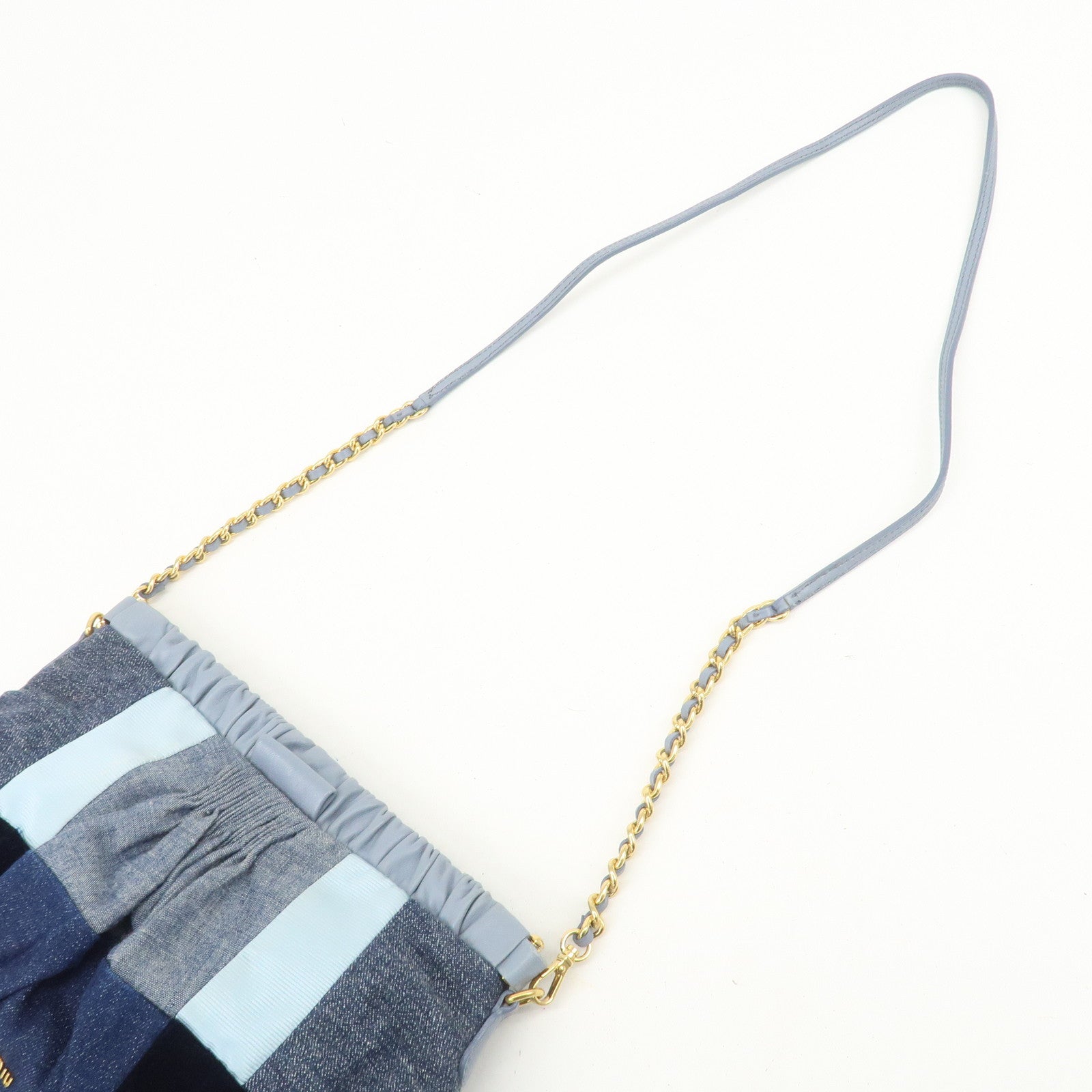 MIU MIU Patchwork Denim Leather 2Way Bag Hand Bag Shoulder Bag
