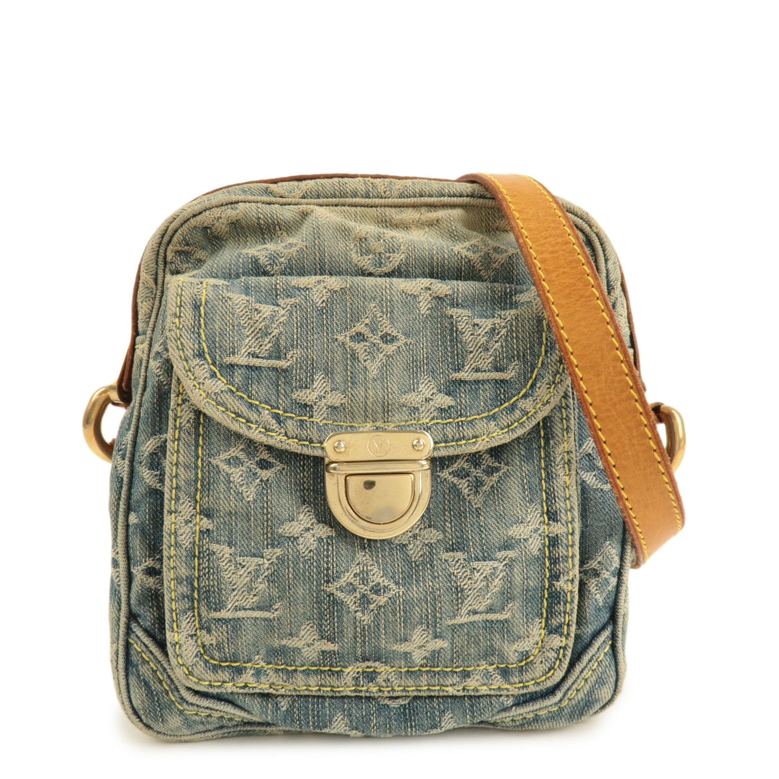 Louis Vuitton Monogram Denim Camera Bag Shoulder Bag Blue M95348