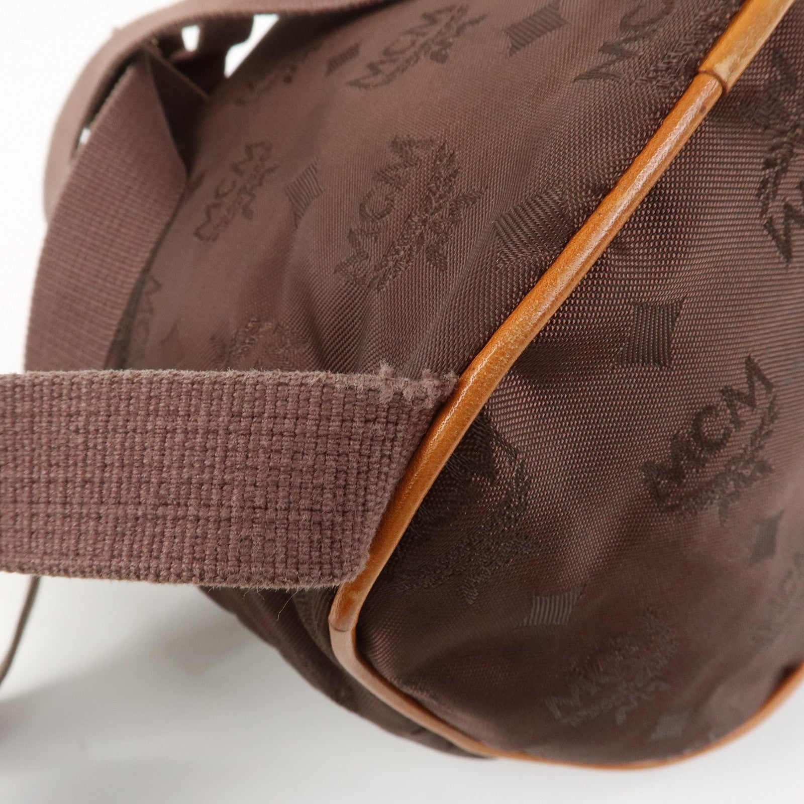 MCM Visetos Nylon Leather Backpack Rucksack Brown
