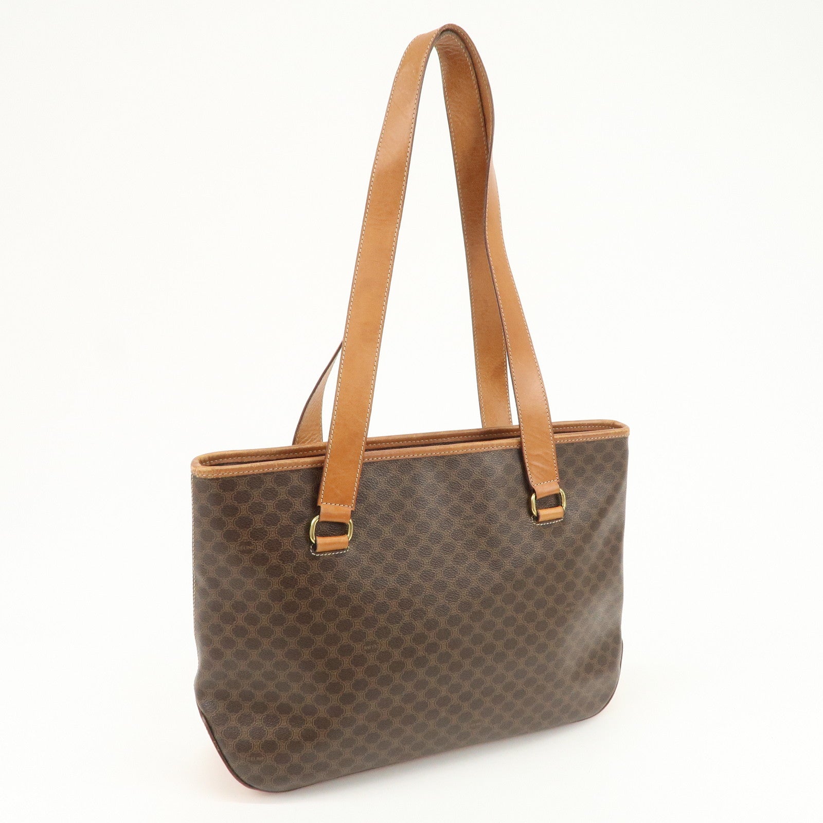 CELINE Macadam Logo Tote Bag Shoulder Bag Brown Gold