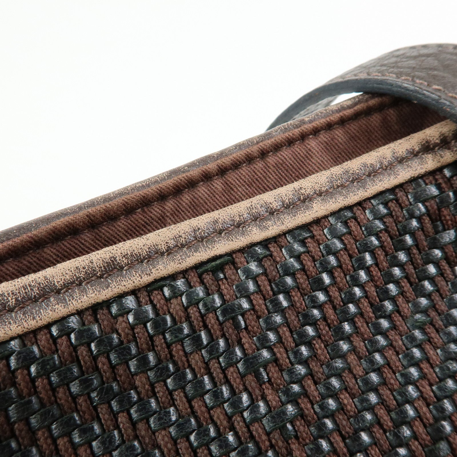 HERMES Amedaba Diago GM Polyester Leather Tote Bag Brown Black