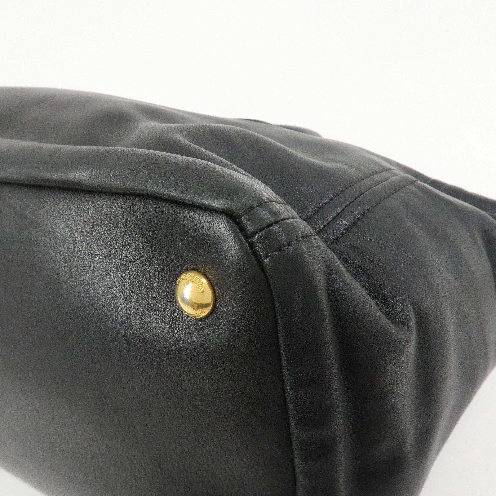 PRADA Triangle Logo Leather 2 Way Bag Hand Bag Shoulder Bag BL0685
