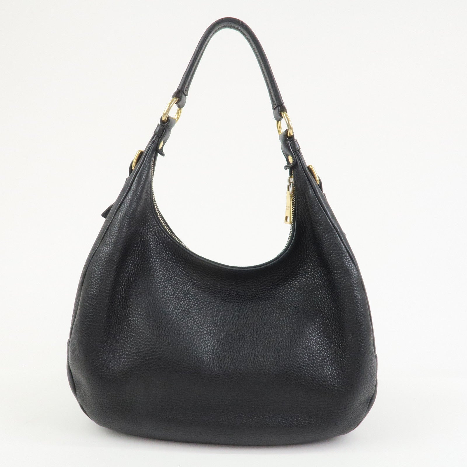 PRADA Leather Shoulder Bag Hand Bag Black BR4311