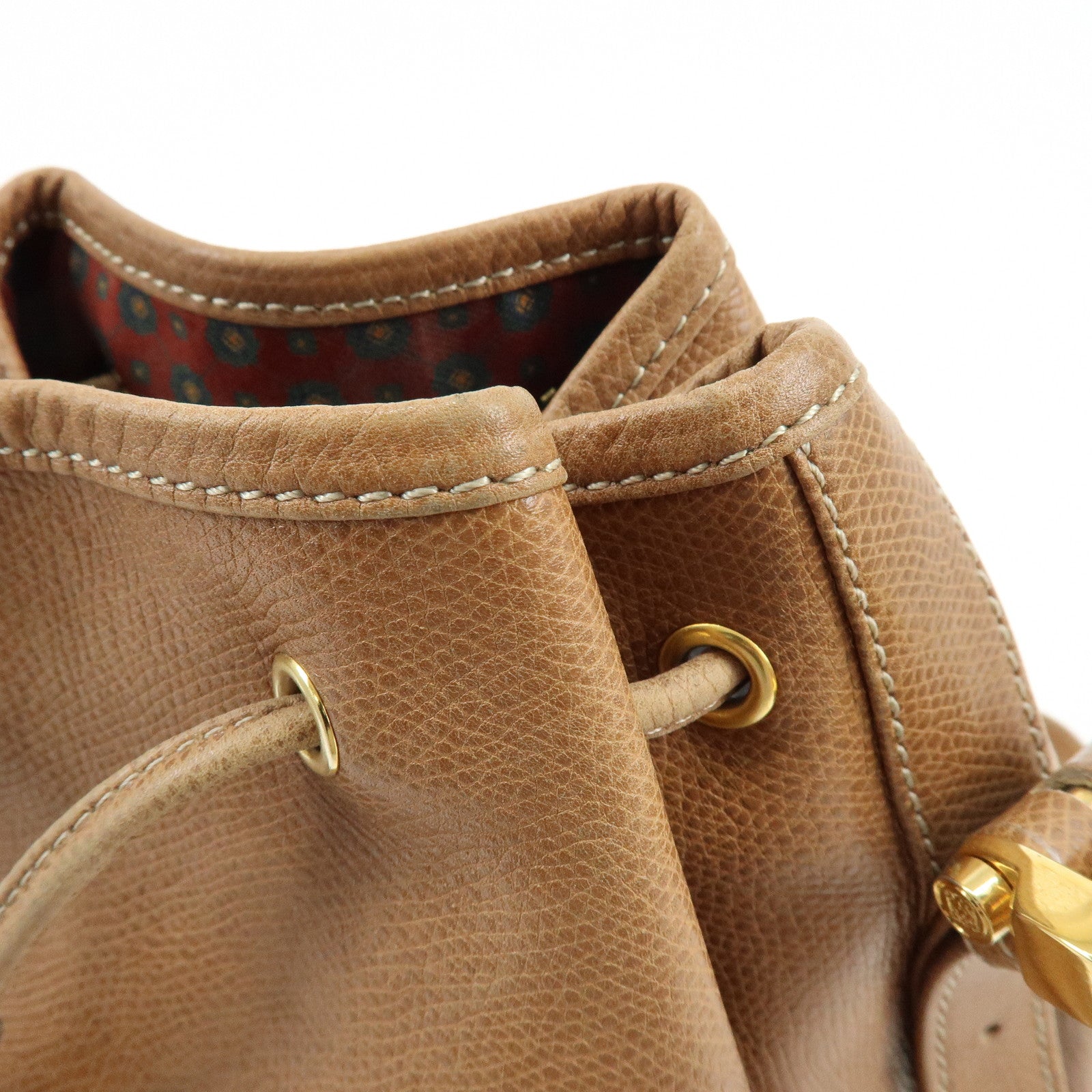 LOEWE Anagarm Leather Drawstring Shoulder Bag Brown