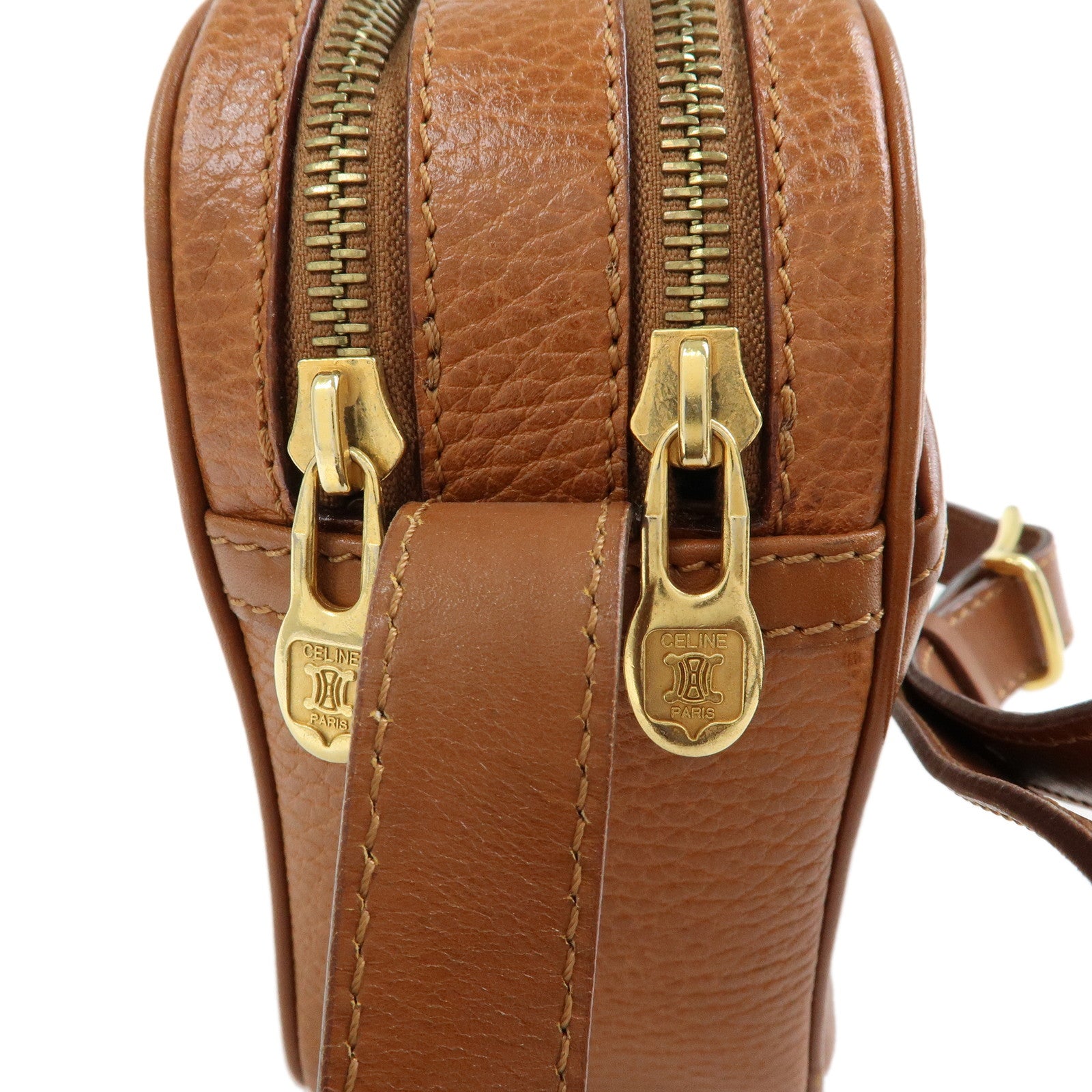 CELINE Leather Shoulder Bag Crossbody Bag Brown