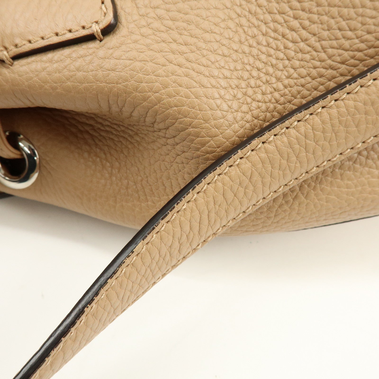 GUCCI Bamboo Tassel Leather Backpack Rucksack Beige 387149