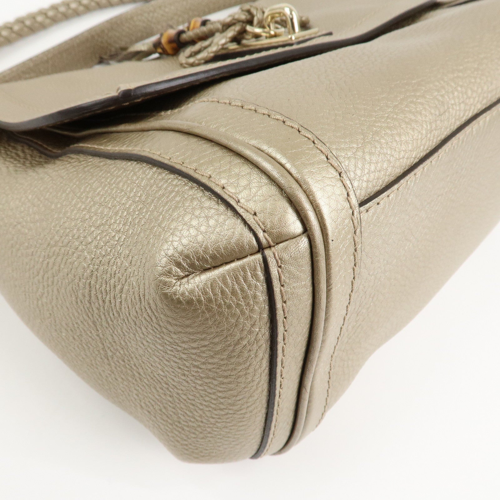 GUCCI Bamboo Leather Bella 2Way Shoulder Bag Hand Bag Gold 282301