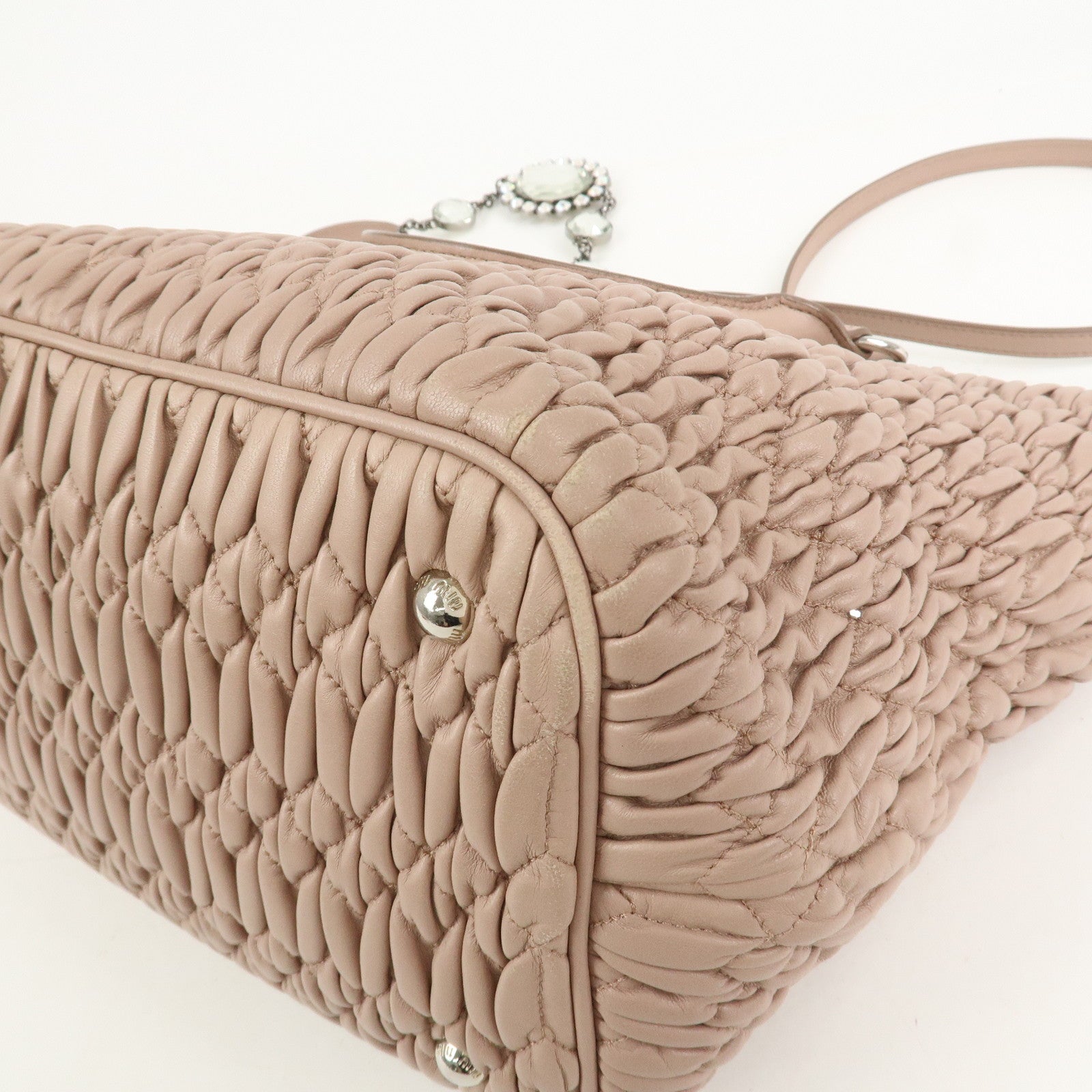 MIU MIU Matelasse Nappa Crystal Leather 2Way Shoulder Bag 5BE896