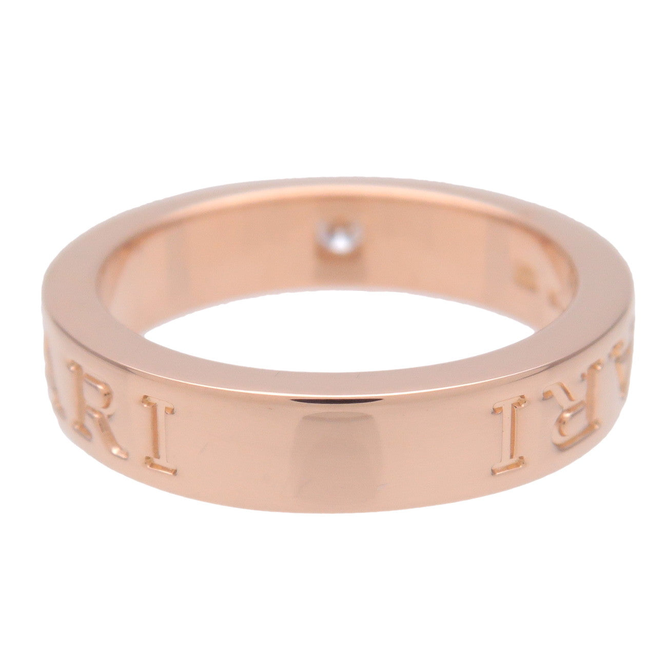BVLGARI Double Logo 1P Diamond Ring K18PG Rose Gold US4.5-5 EU48.5 Used
